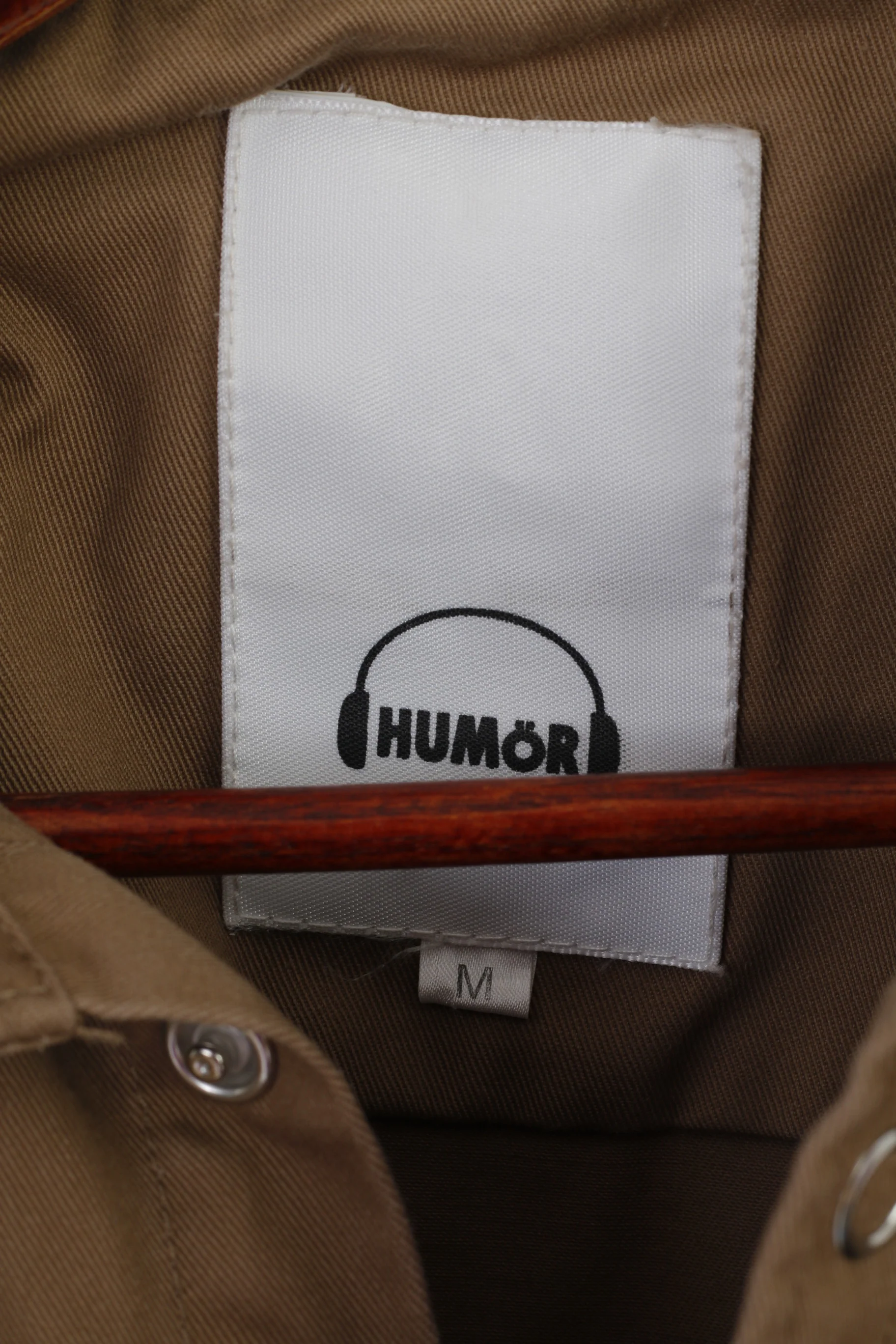 Humor Men M Casual Shirt Brown Cotton Long Sleeve Snaps Pockets Heavy Top - Image 4