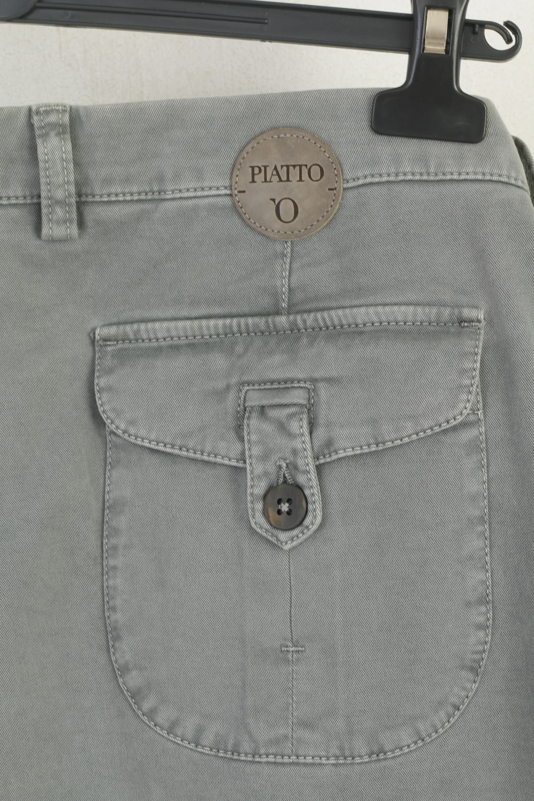 Piatto Men 52 36 Trousers Grey Cotton Elastane Fill Pant -U Chino Made in Italy Pants - Image 5