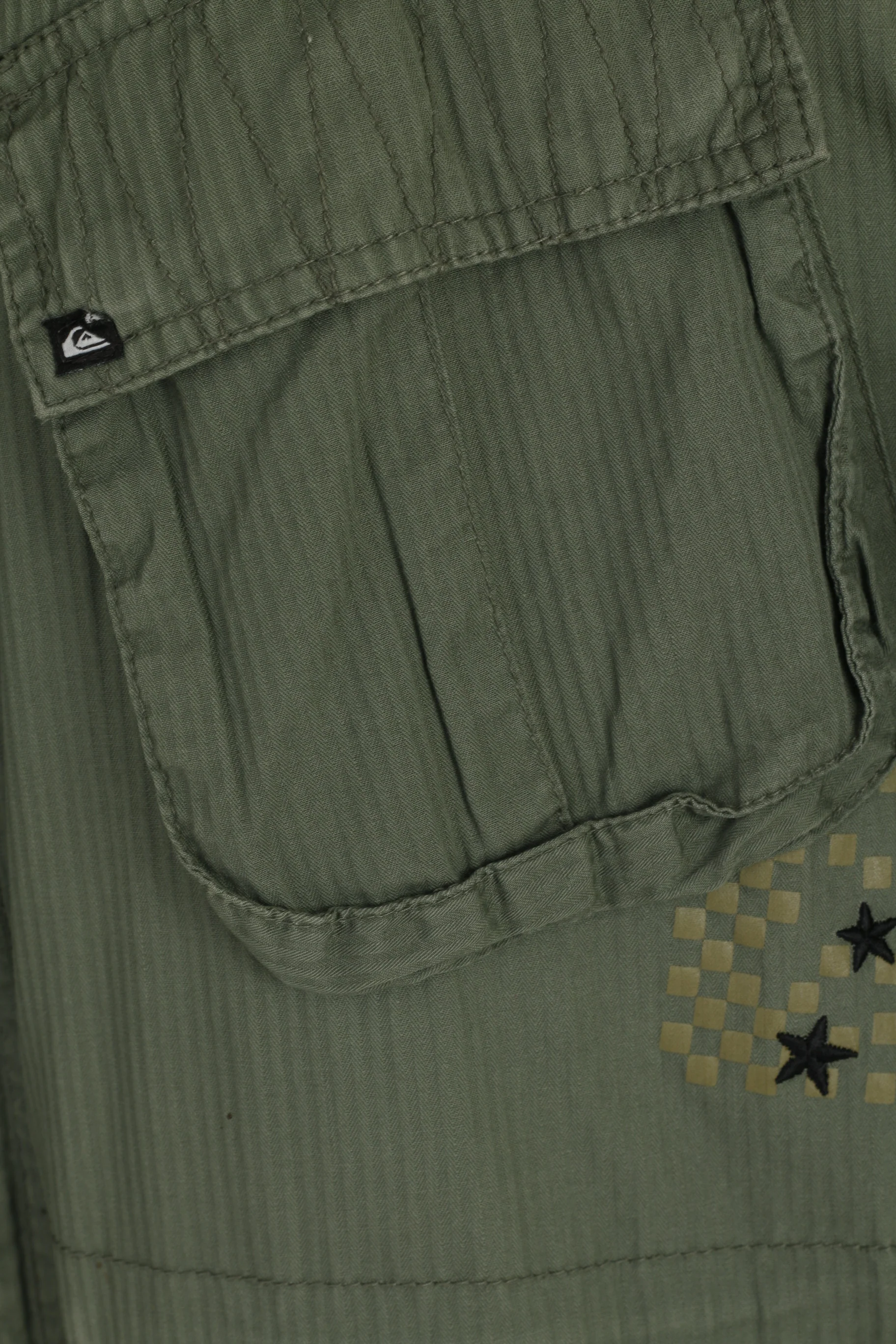 Quiksilver Men M Jacket Green Cotton Garland Plain Multi Pockets Zip Up Top - Image 4