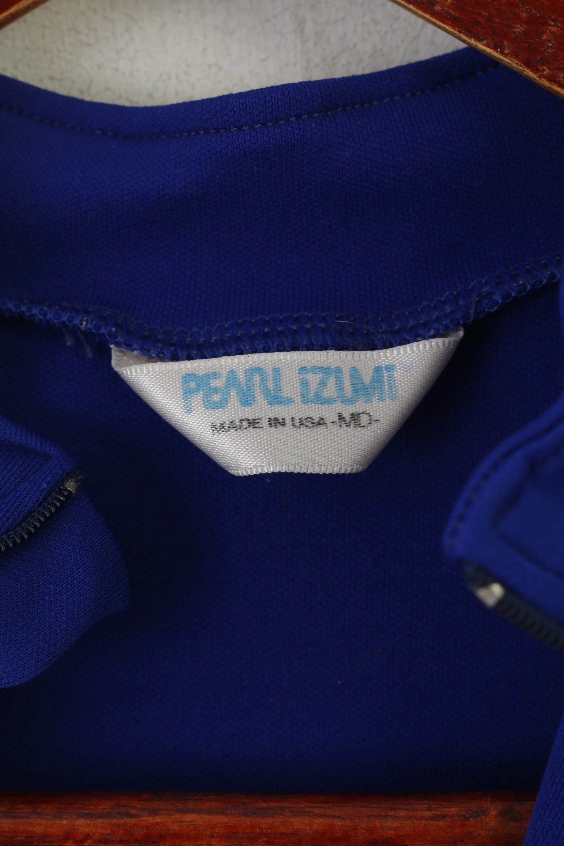 Pearl Izumi Men S Cycling Shirt Blue Vintage Zip Neck Long Sleeve Bike Wear - Image 4