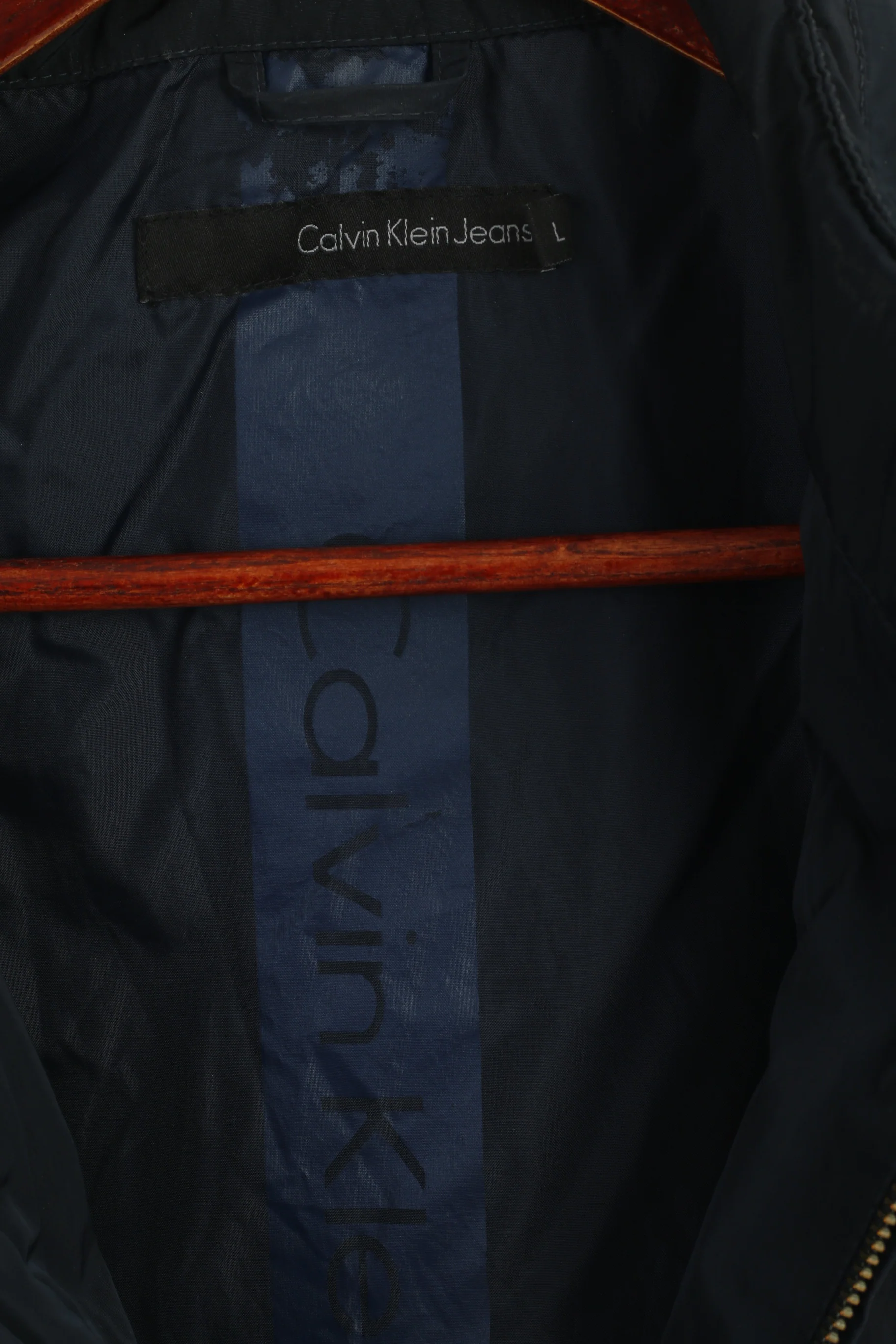 Calvin Klein Jeans Men L (M) Bodywarmer Navy Nylon Waterproof Zip Up Vest - Image 4