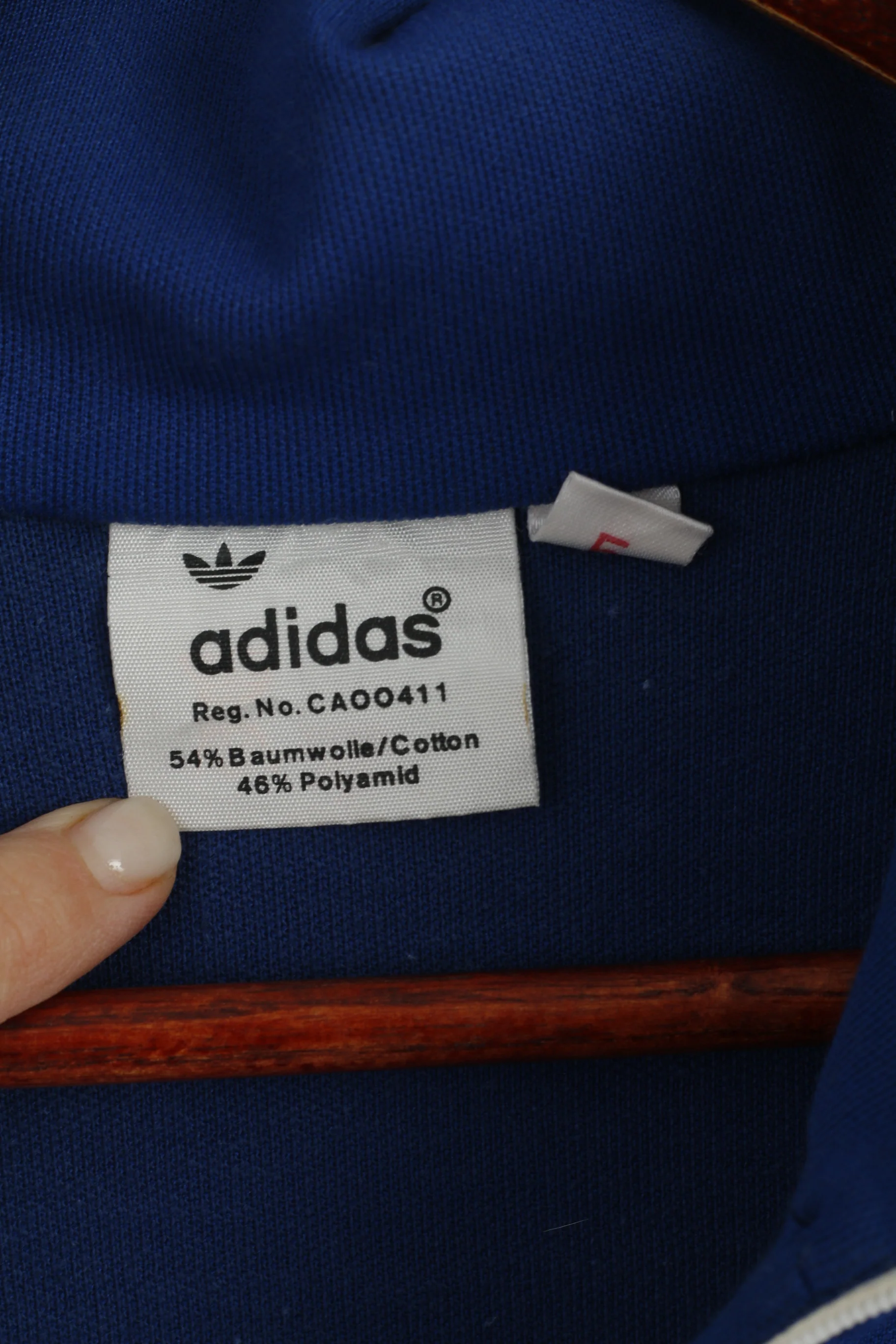 Adidas Women 5 M/L Sweatshirt Vintage 80s Navy Cotton Made in Yugoslavia Top - Image 4