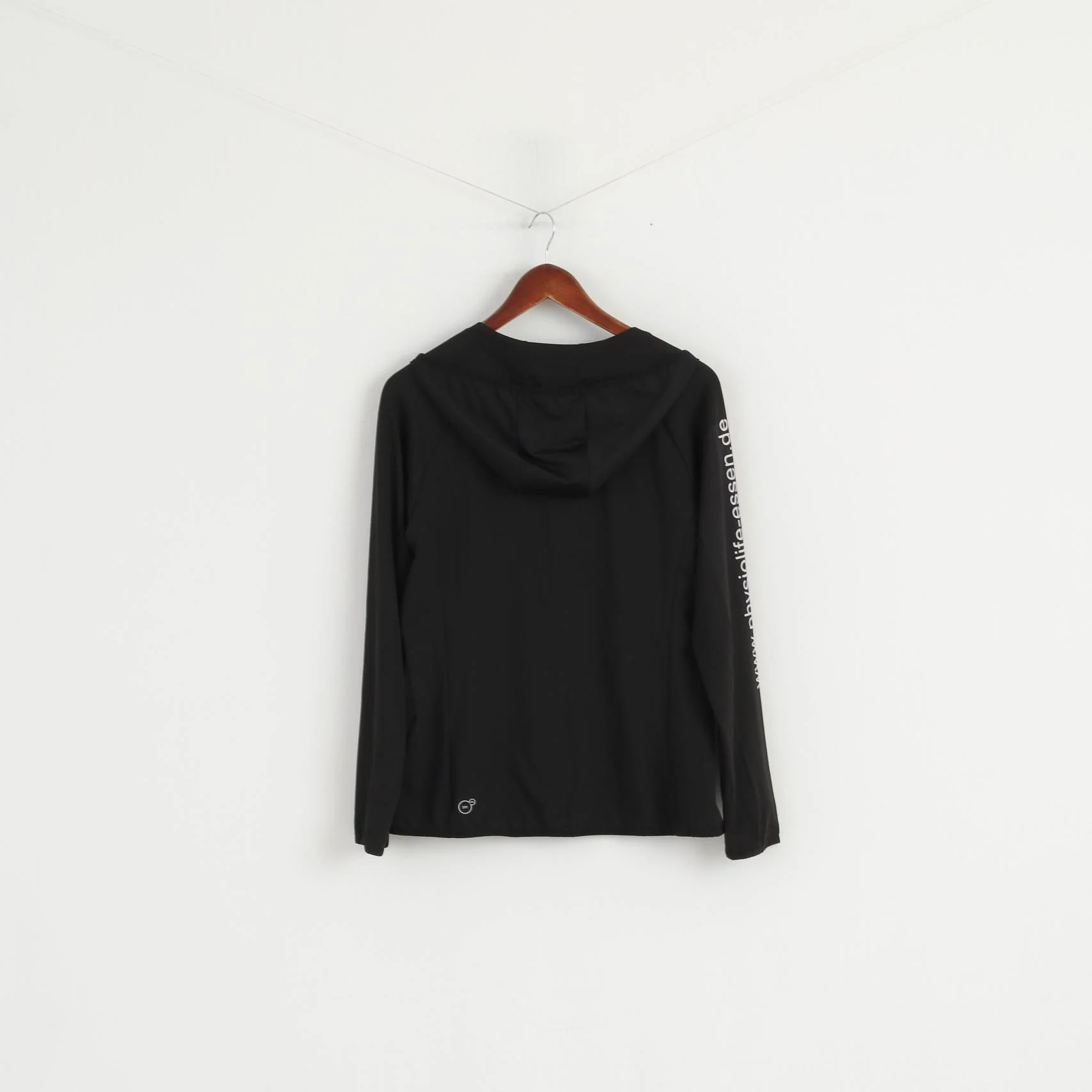 PUMA Women M 12 Sweatshirt Black Stretch Hooded Zip Up Physio Life Training Top - Image 6