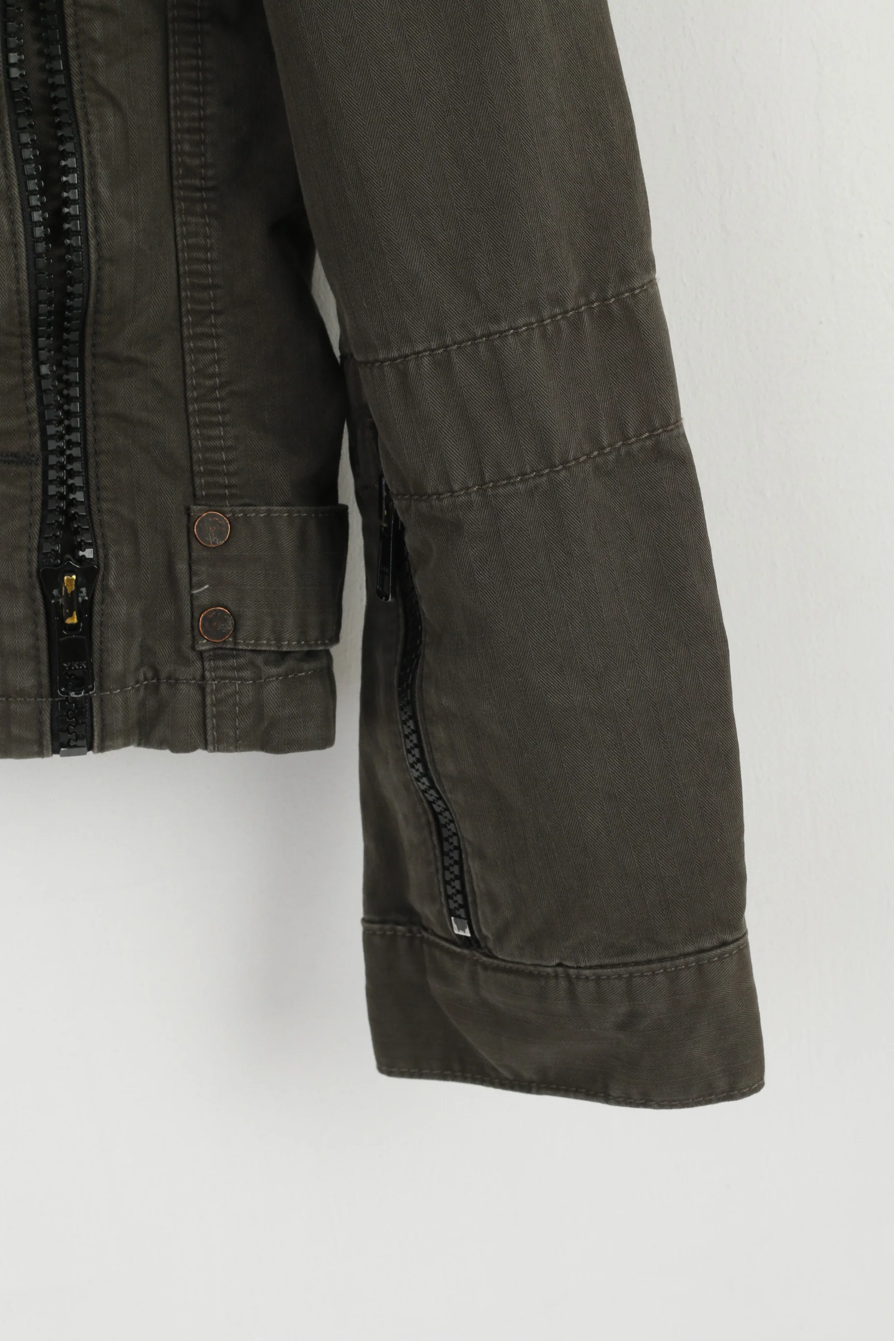 G-Star Raw Women XL Jacket Green Cotton Studs Jkt Military Zip Up Multi Pockets Top - Image 4