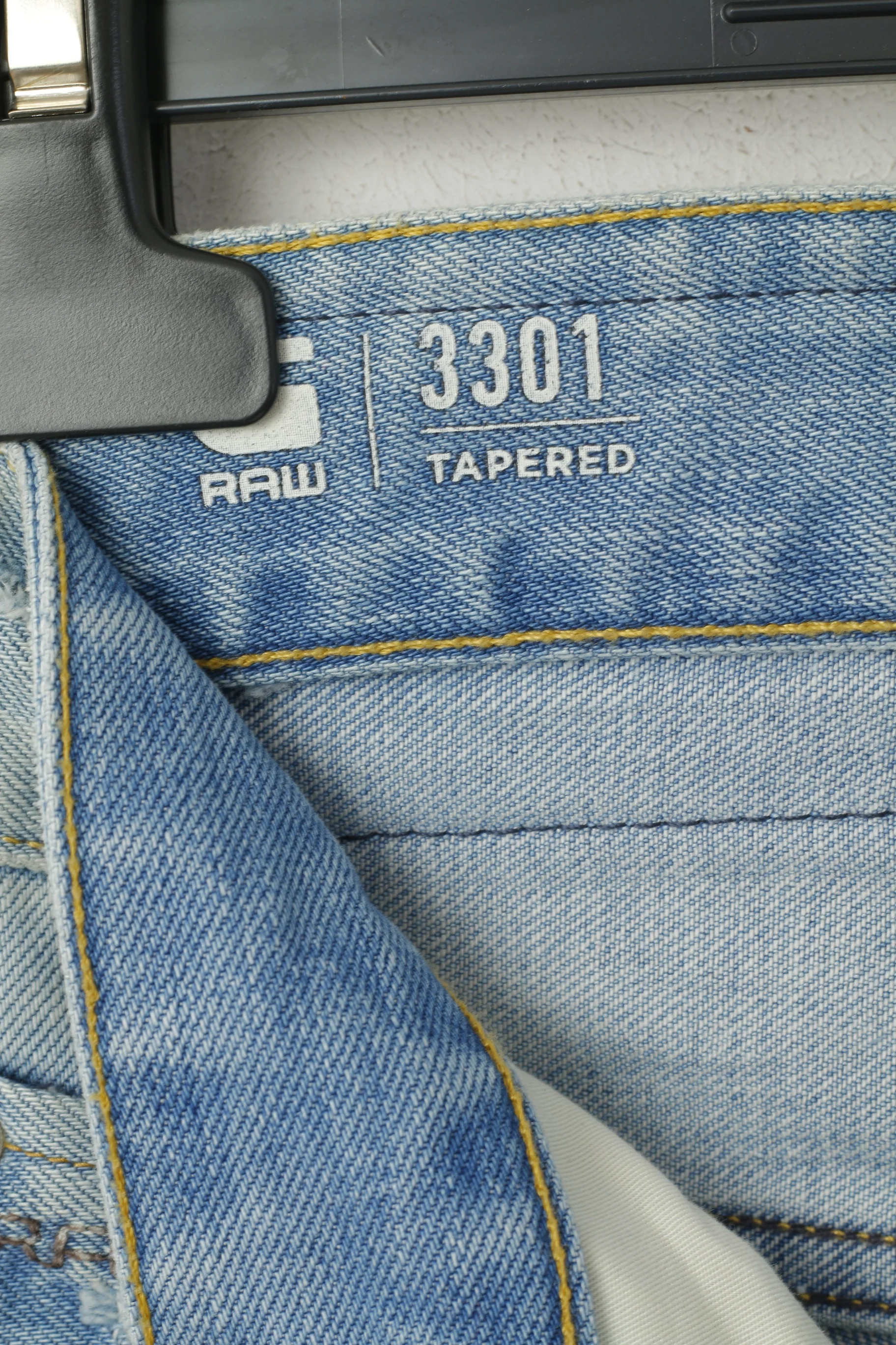 G-Star Raw Men 33 Jeans Trousers Light Blue Denim 3301 Tapered Cotton Pants - Image 4