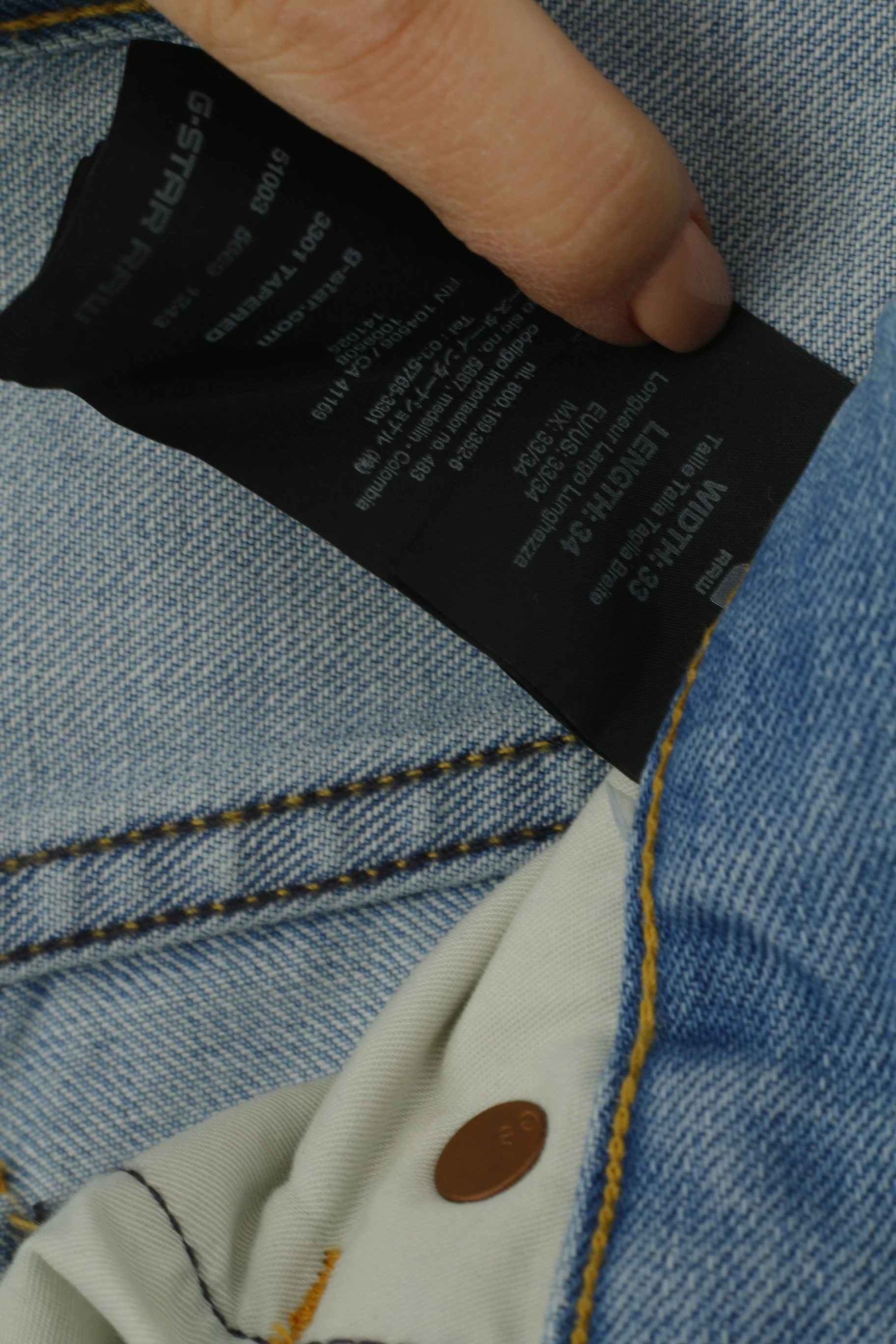 G-Star Raw Men 33 Jeans Trousers Light Blue Denim 3301 Tapered Cotton Pants - Image 5