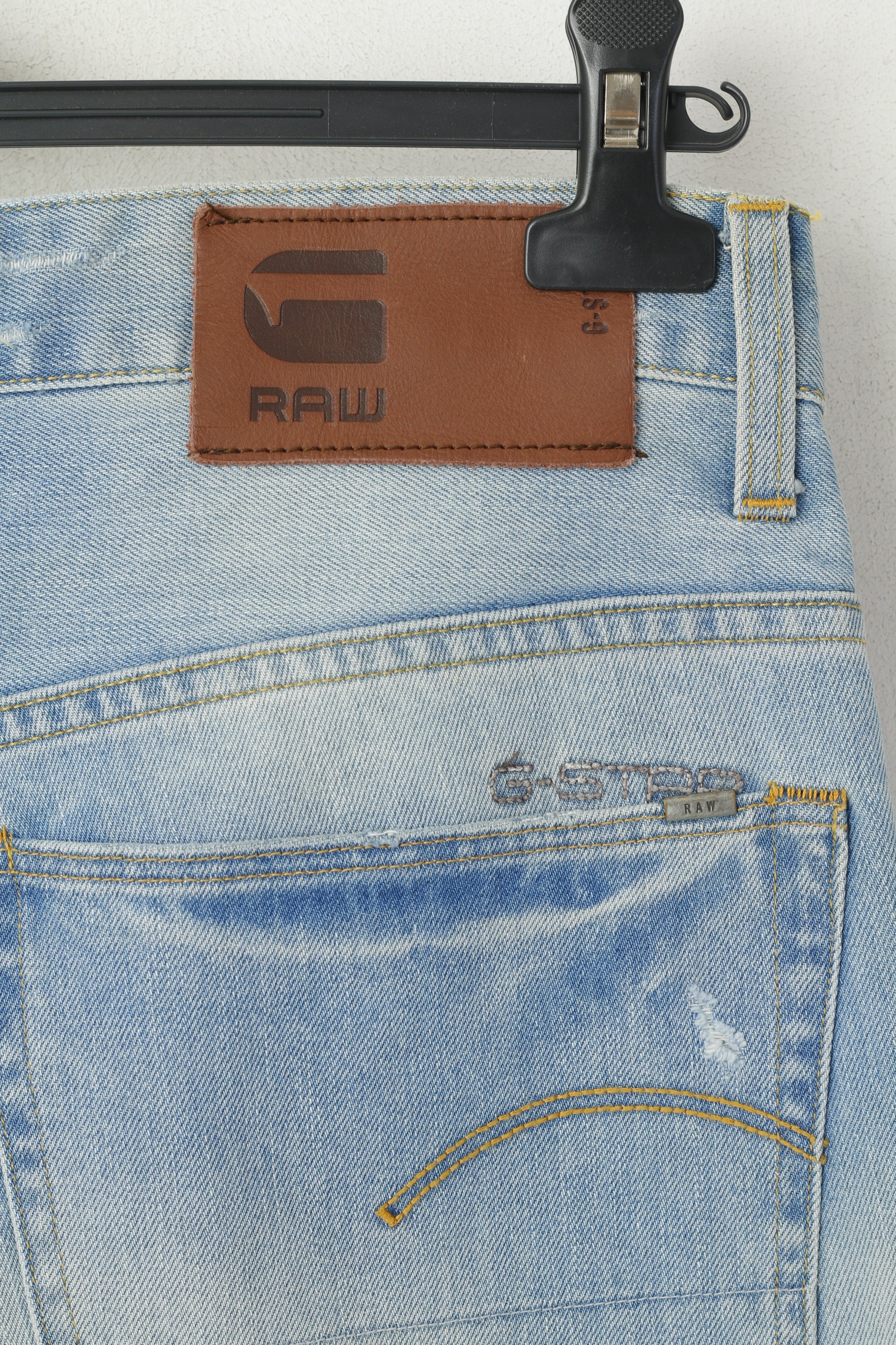 G-Star Raw Men 33 Jeans Trousers Light Blue Denim 3301 Tapered Cotton Pants - Image 6