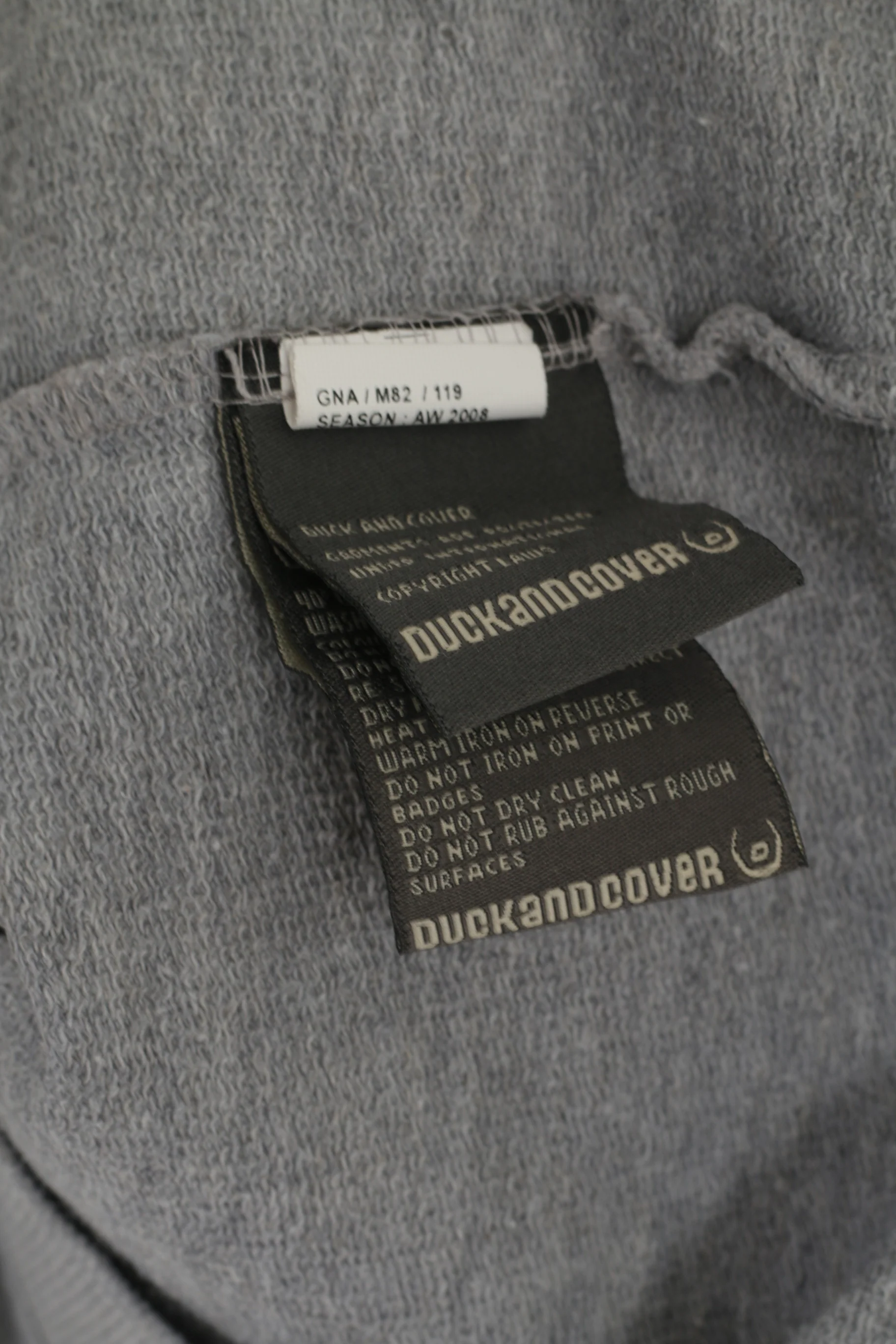 Duck and Cover Men XL (L) Sweatshirt Grey Cotton Noble Style Full Zipper Army Top - Image 6