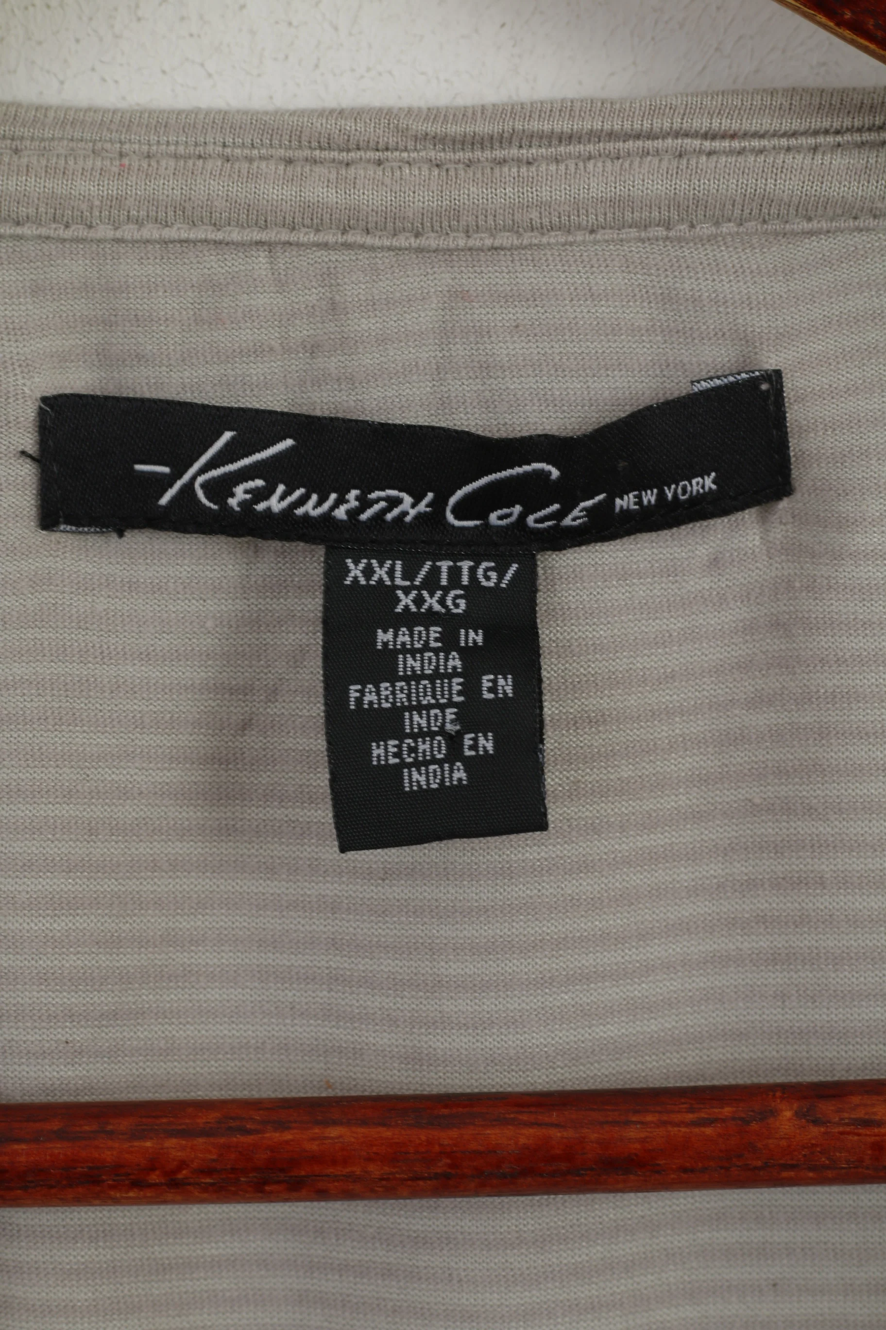 Kenneth Cole Men XXL Shirt Grey Striped Soft Thin Material Cotton Summer Top - Image 3