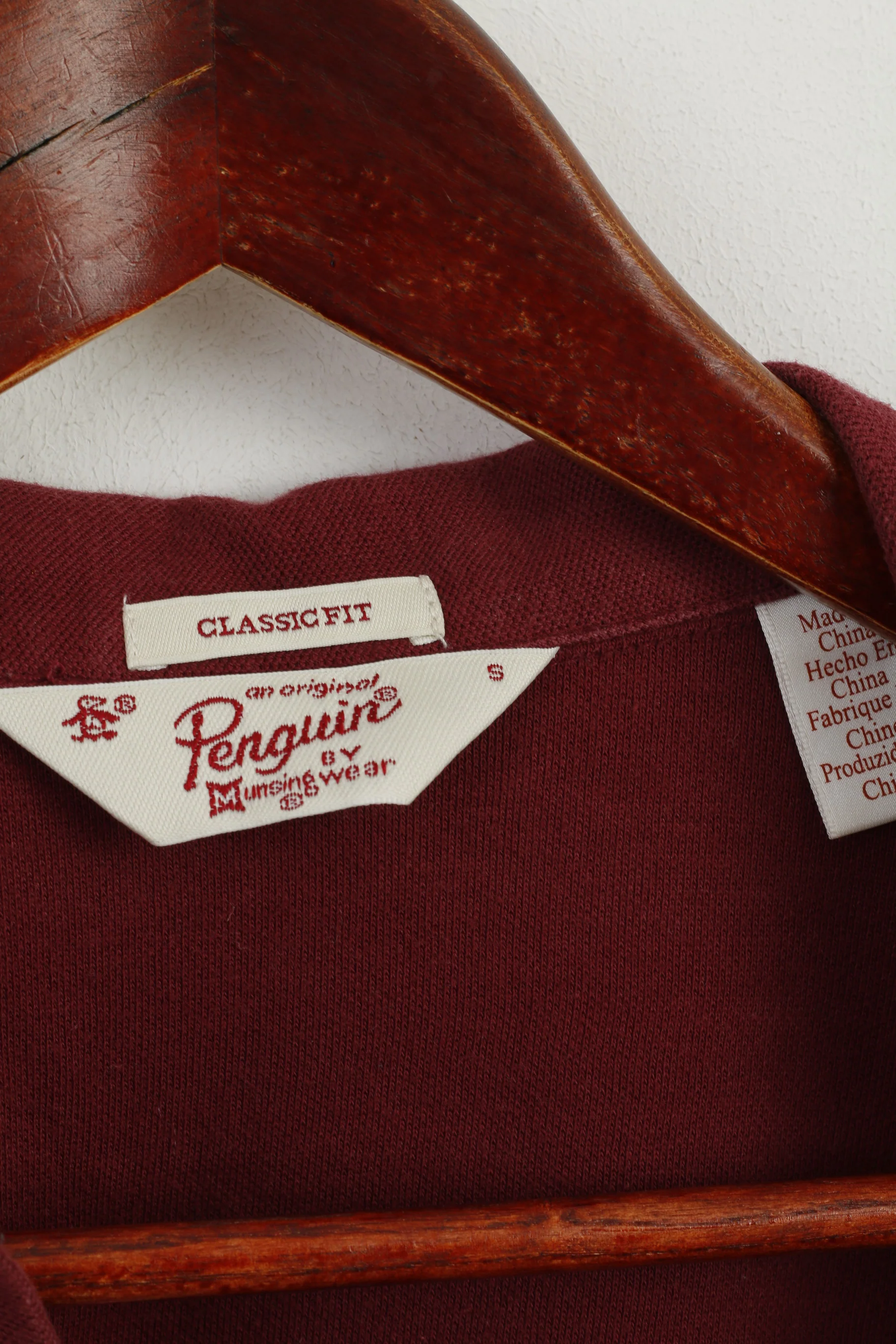 Original Penguin Men S Polo Shirt Maroon Cotton Classic Fit Short Sleeve Top - Image 3