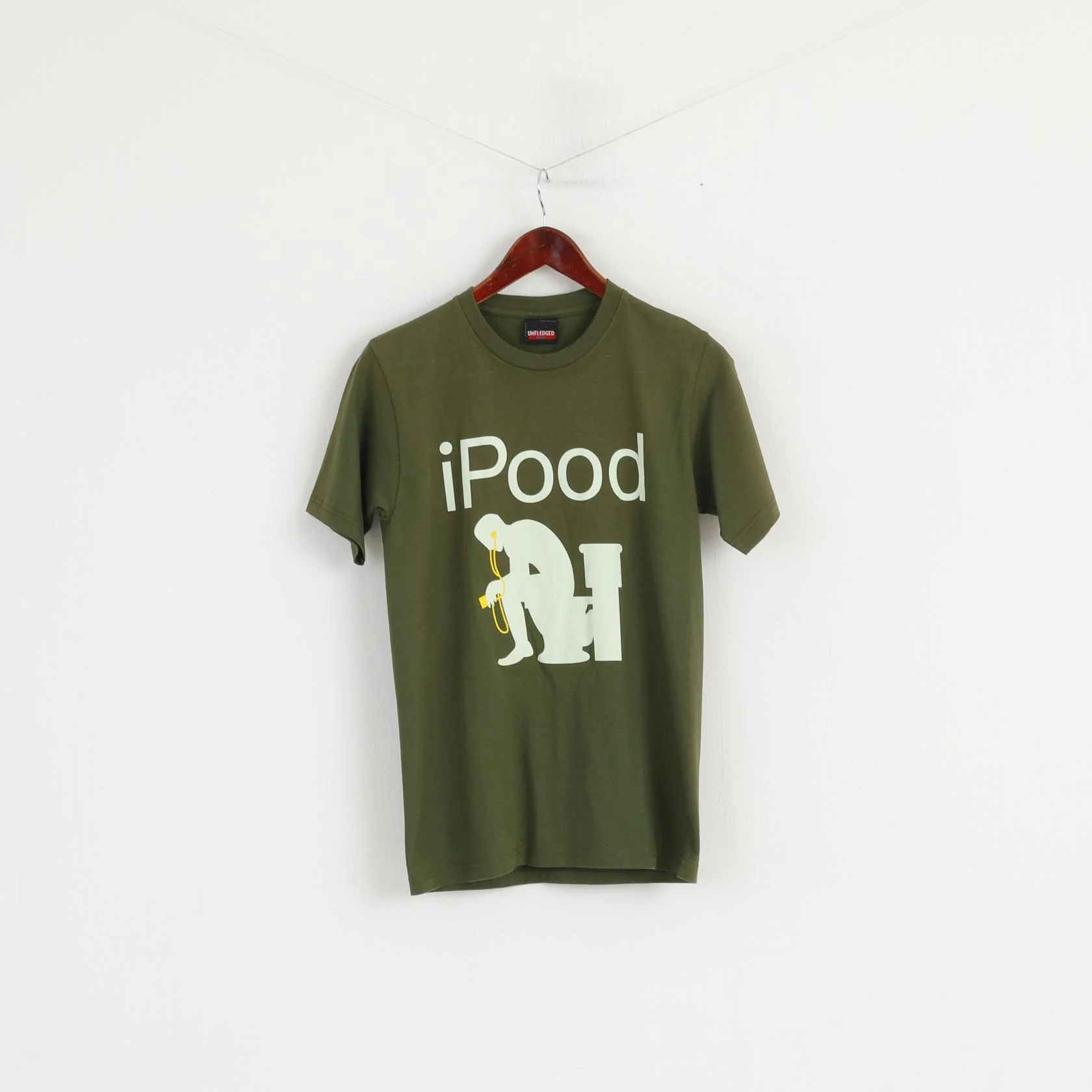 Unfledged Mens M (S) Shirt Green Cotton Graphic iPOD Short Sleeve Top