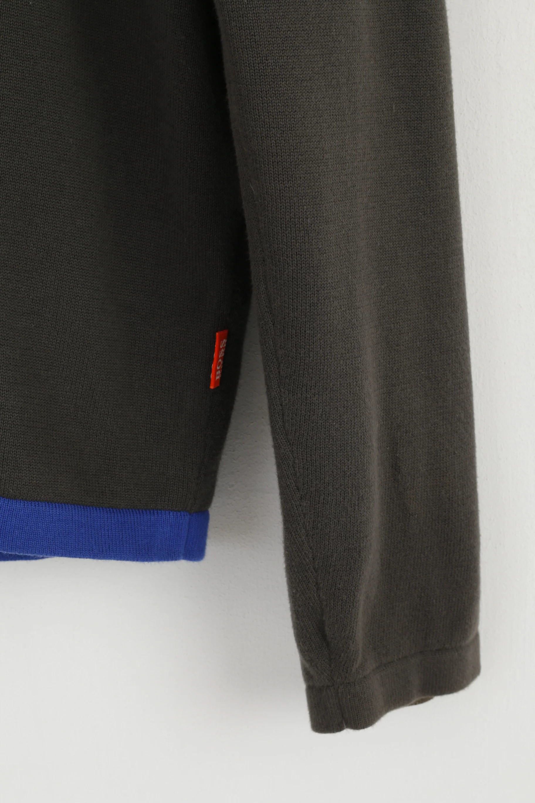 Hugo Boss Men M Jumper Green Cotton V Neck Classic Stretch Soft Sweater - Image 3