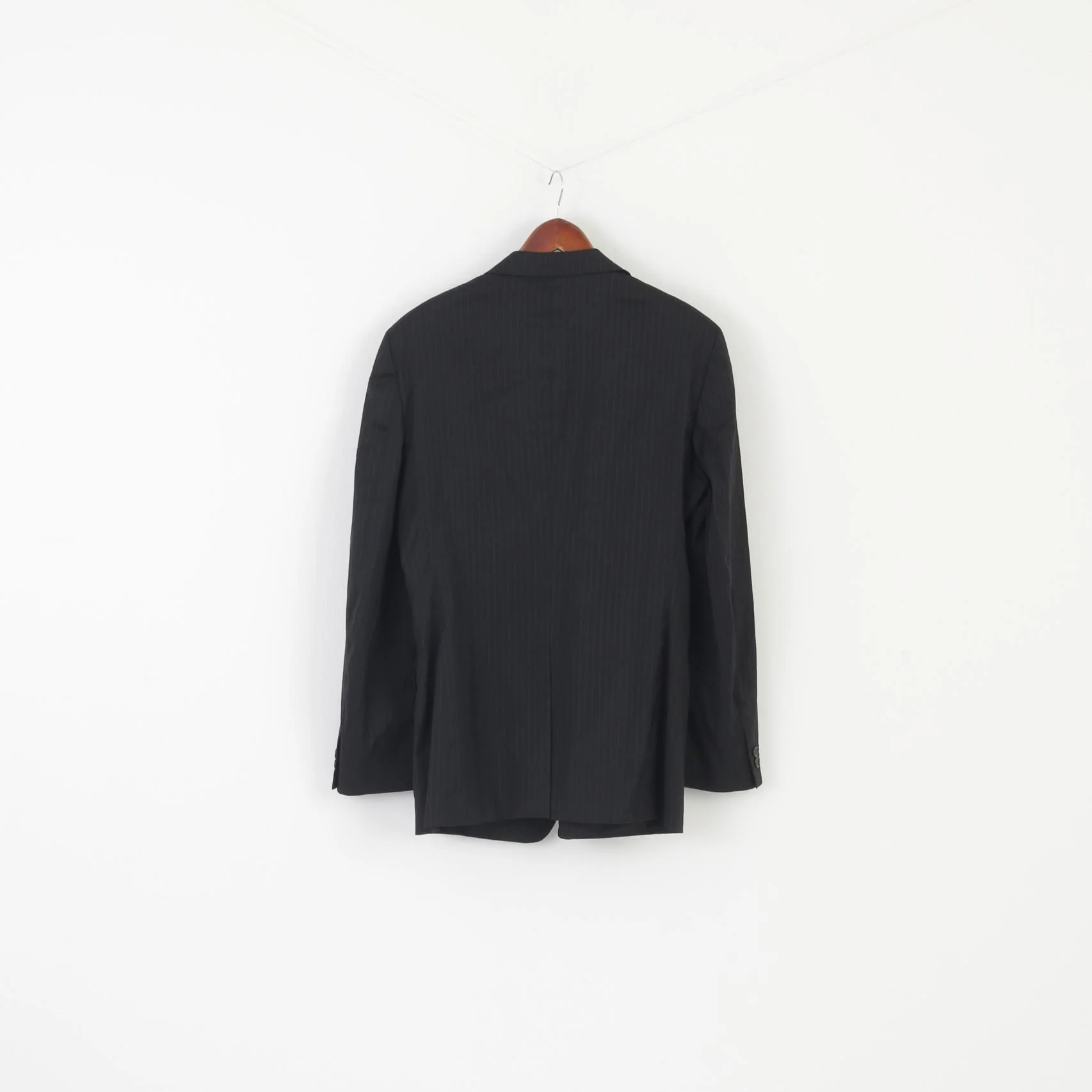 Vestium Officina Men 38 48 Blazer Black Wool Striped Made in Italy Single Breasted Jacket - Image 9