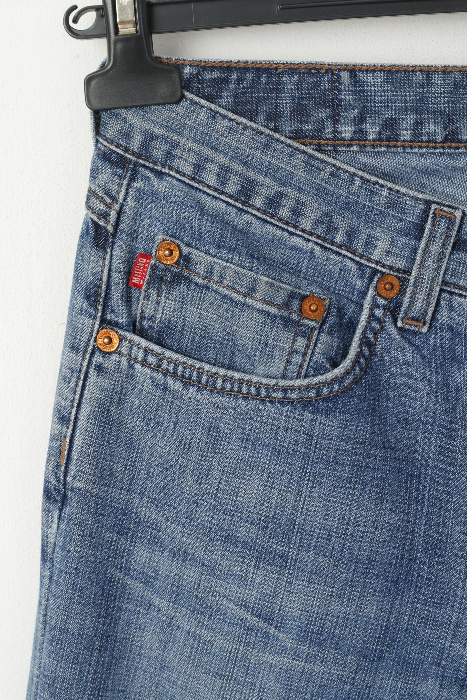 Mustang Women W 27 L 34 Jeans Trousers Blue Cotton Denim Bell Bottom Pants - Image 2