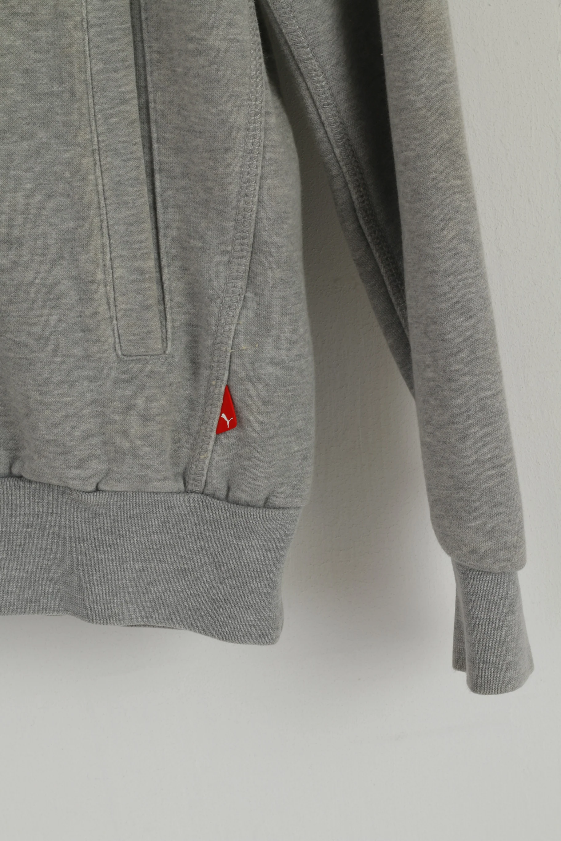 Puma Men S Sweatshirt Grey Cotton Hooded Logo Kangaroo Pocket Sport Top - Image 3