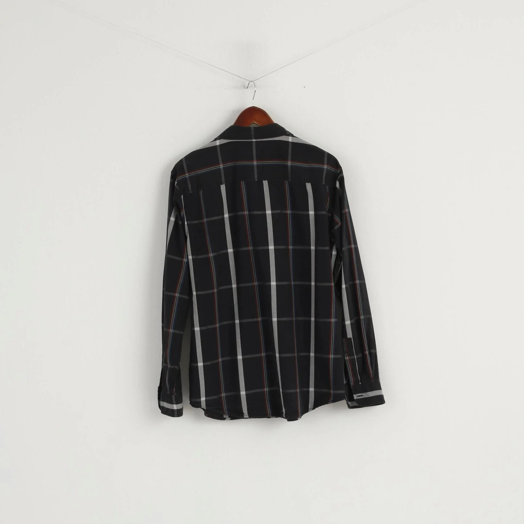 Wrangler Men L (M) Casual Shirt Black Check Cotton Pocket Western Long Sleeve Top - Image 6