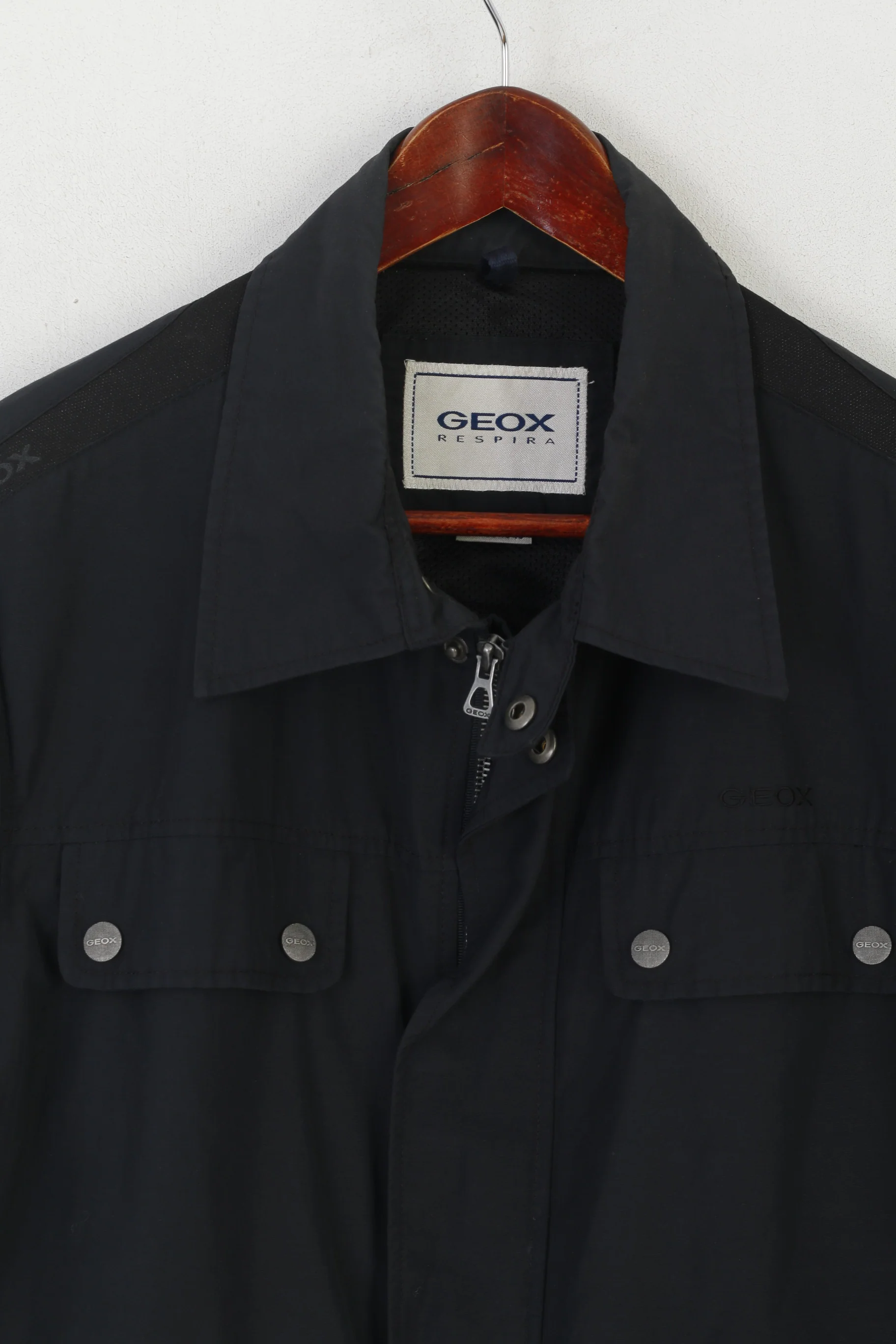 Geox Respira Men 50 40 M Jacket Navy Classic Breathes Lightweight Zip Up Top - Image 2