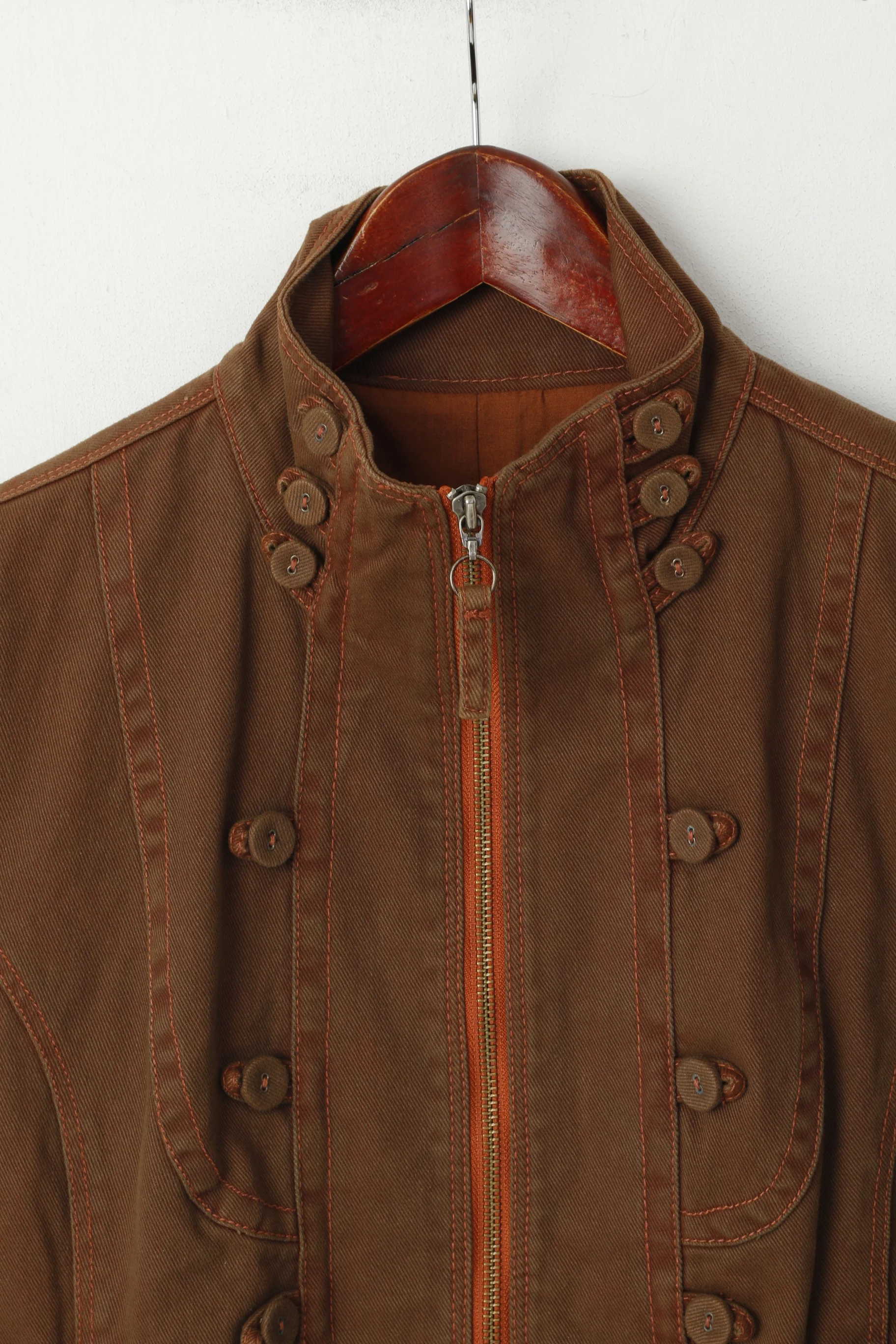 Mango Sportswear Women L (M) Denim Jacket Brown Jeans Cotton MNG Cropped Top - Image 2