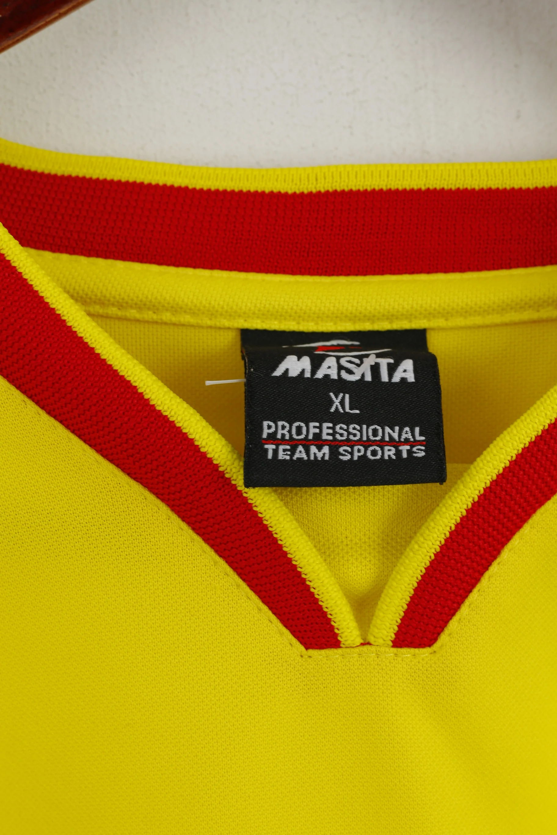 Masita Men XL Long Sleeved Shirt Yellow Shiny V Neck Professional Team Sports Top - Image 4