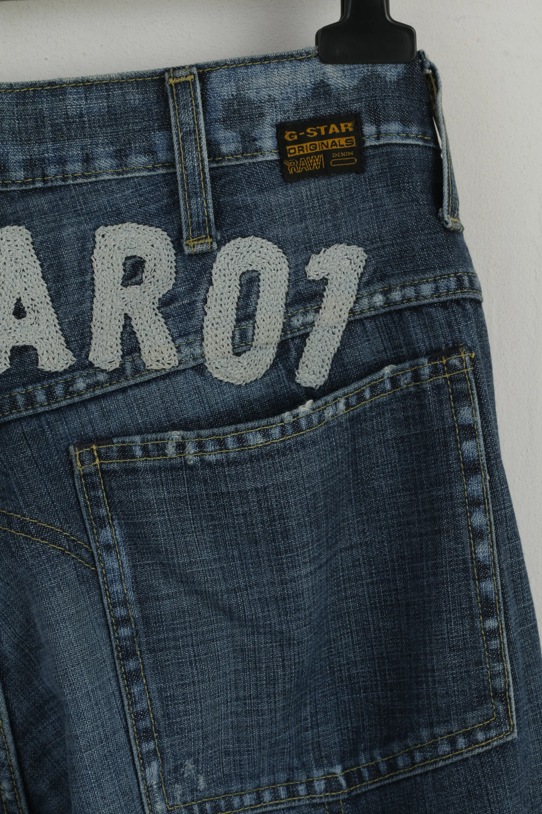 G-STAR Men 32 Jeans Trousers Navy Cotton Elwood Embro Denim Pants - Image 5