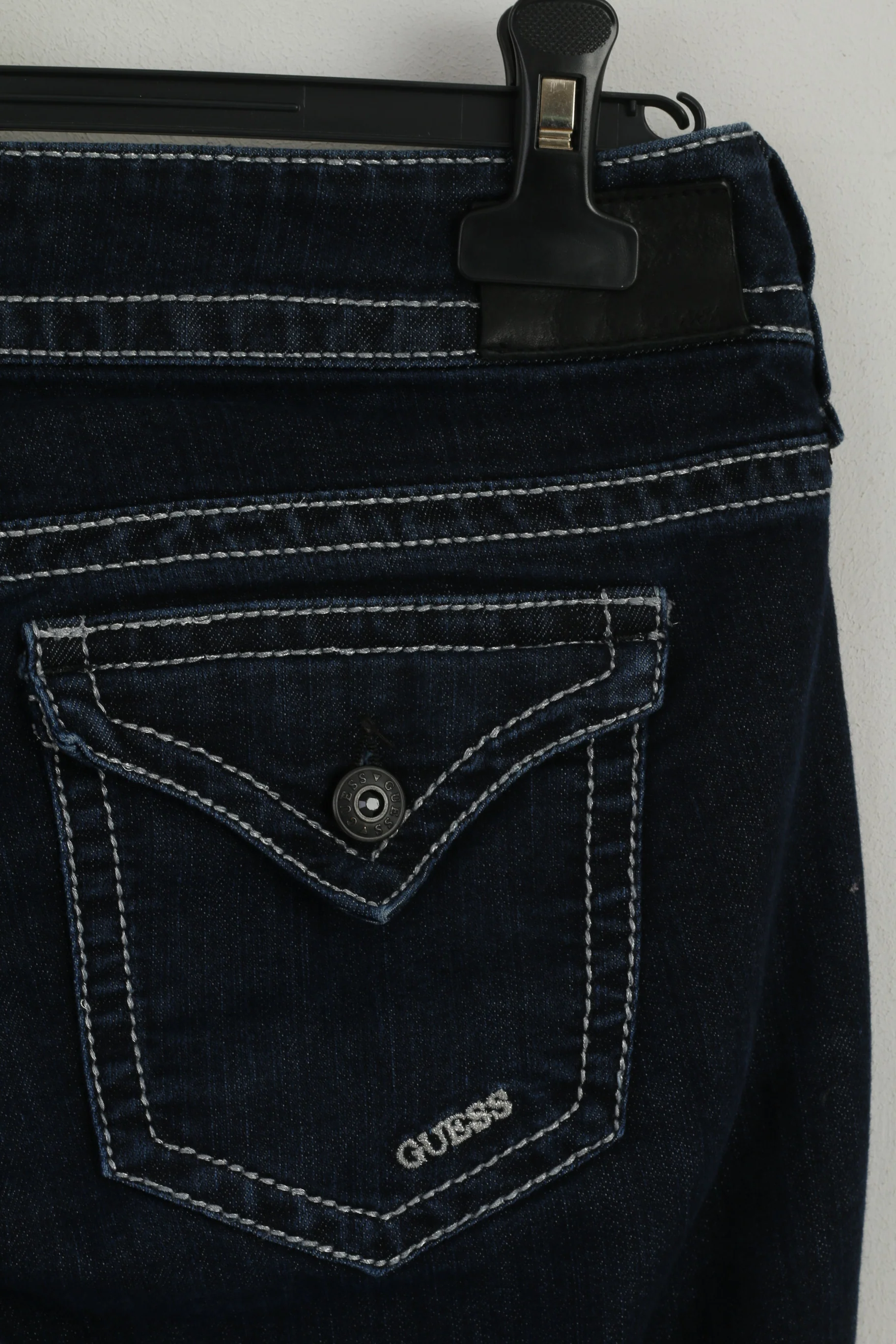 Guess Jeans Women 34 Jeans Trousers Navy Denim Cotton Regular Straight Pants - Image 6