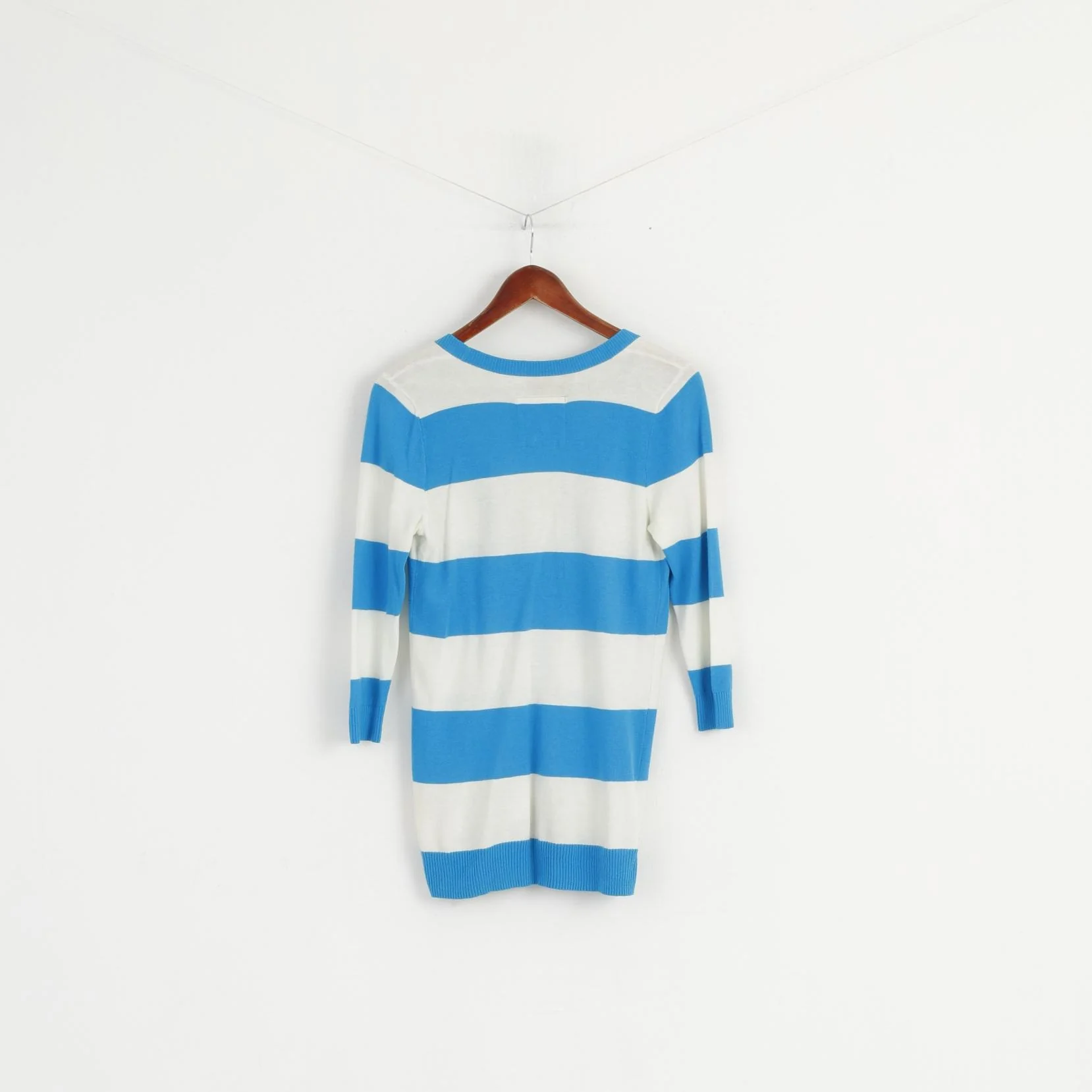 Hollister Women M Sweater Turquoise Striped V Neck Button Front Cardigan - Image 5