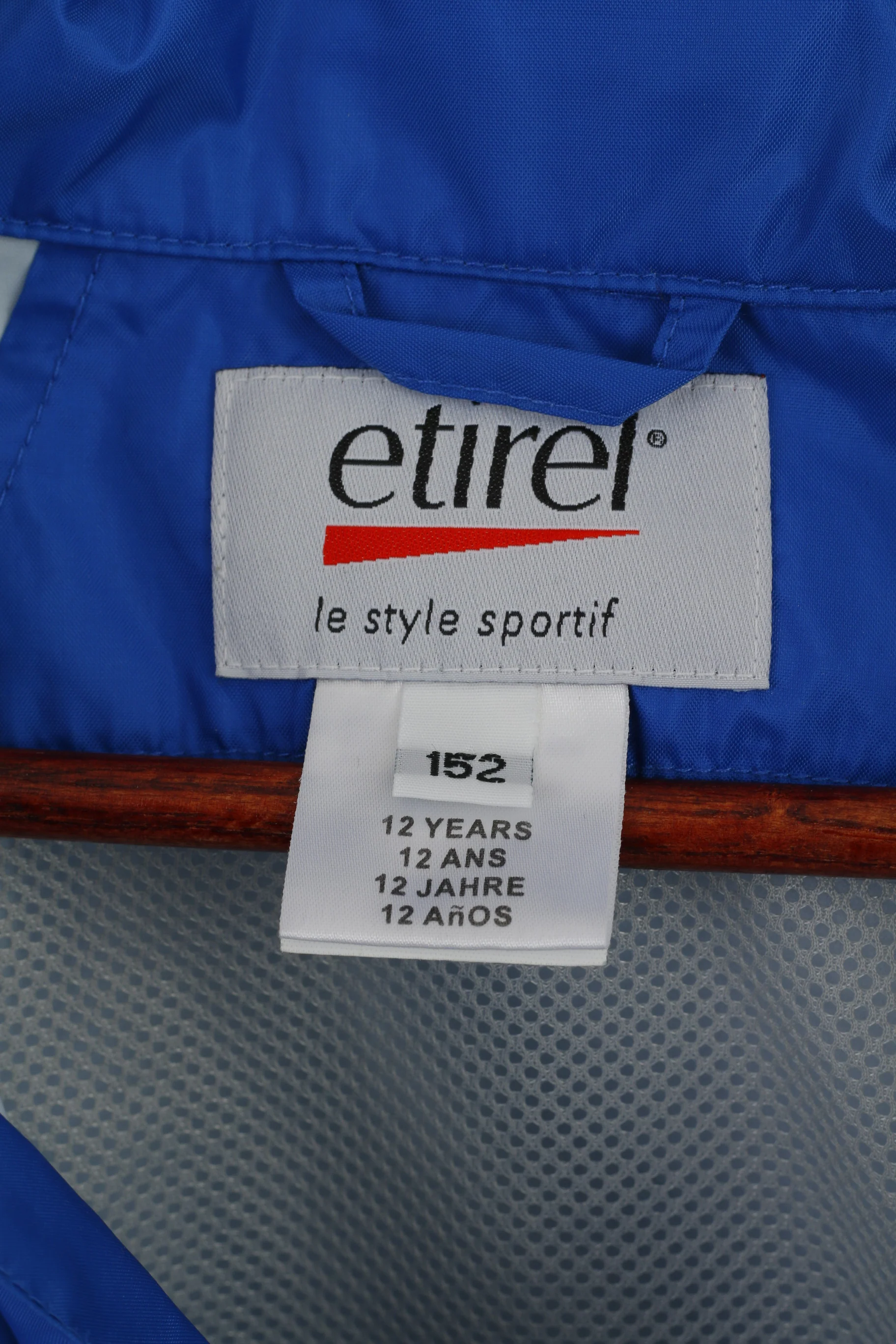 Etirel Boys 12 Age 152 Jacket Blue Nylon Waterproof Hidden Hood Zip Up Top - Image 4