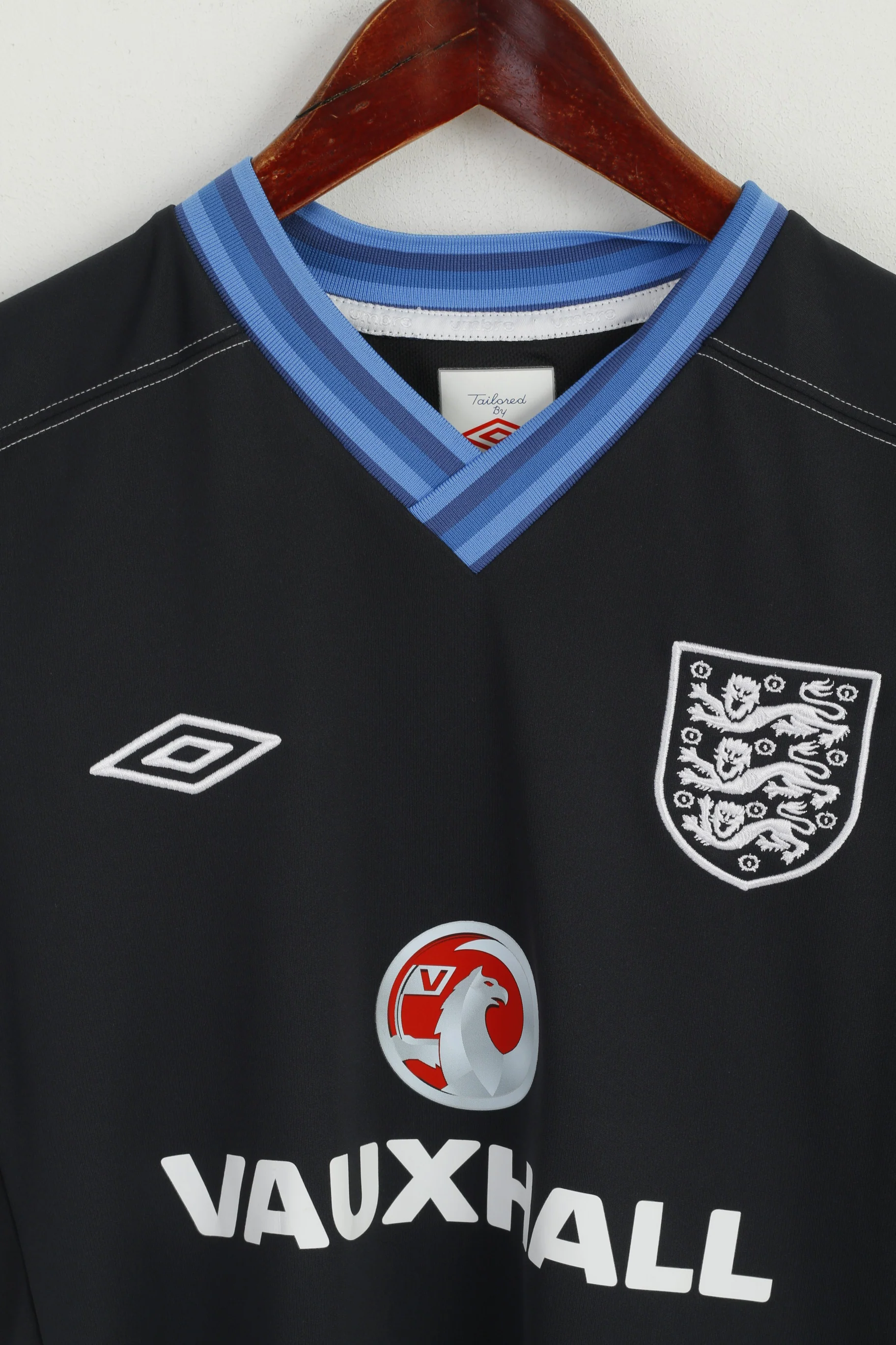 Umbro Women M Shirt Navy National England Team Football Jersey Sport Top - Image 2