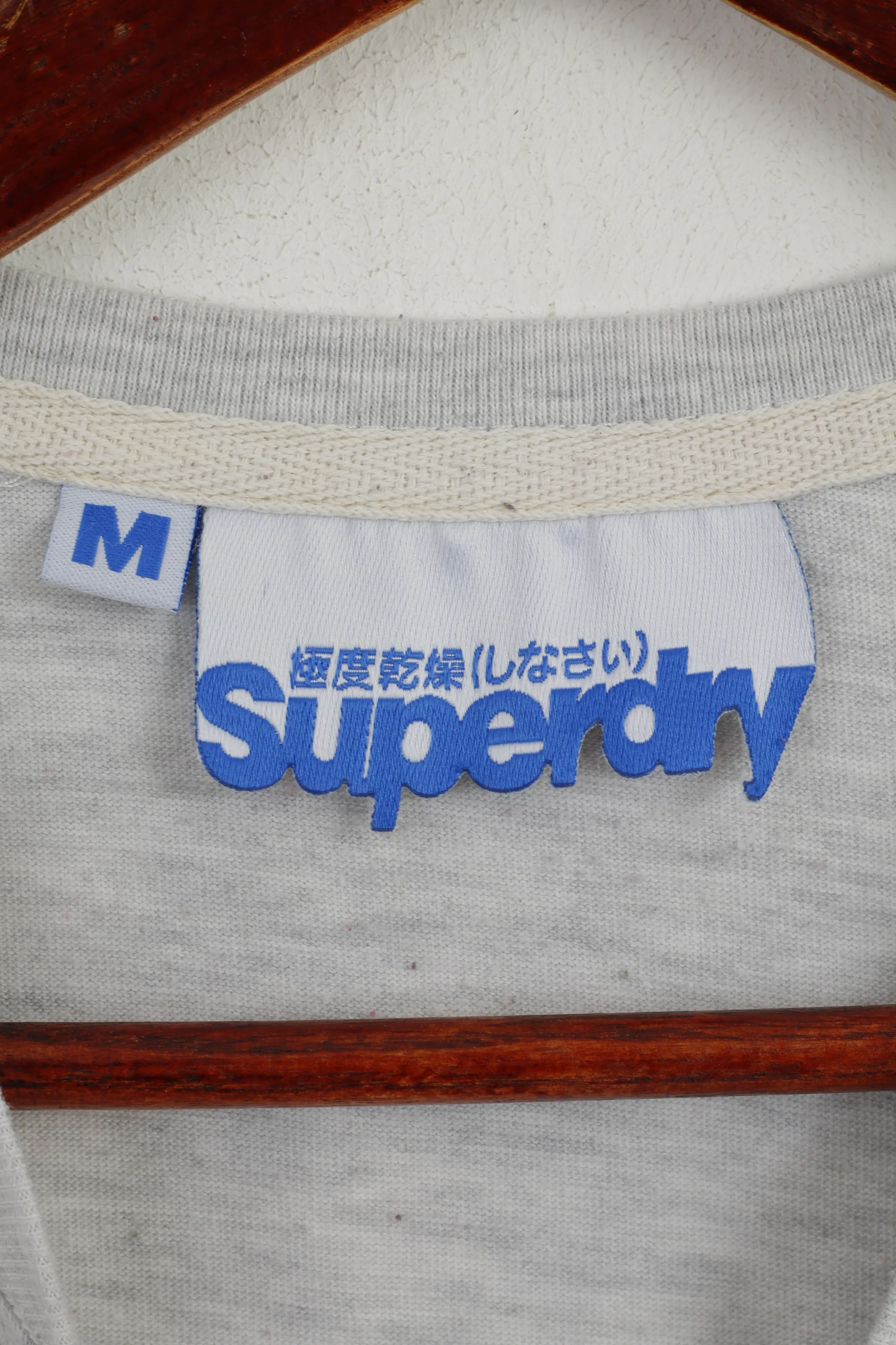 Superdry Men M Shirt Grey Cotton Faded Crew Neck Sport Short Sleeve Top - Image 3