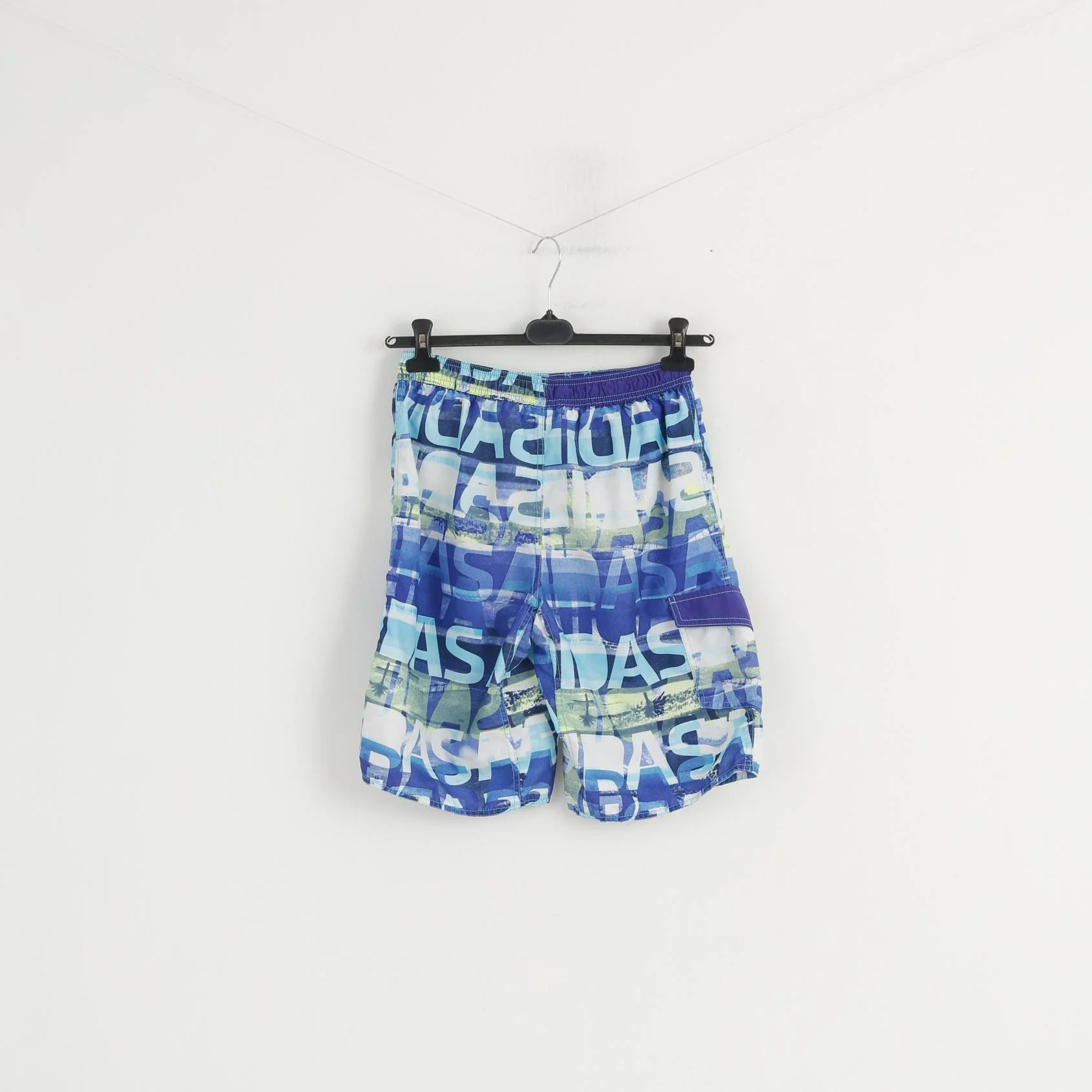 Adidas Youth 14 Age 164 Shorts Blue Mesh Lined Summer Beach Pocket Bermuda - Image 5
