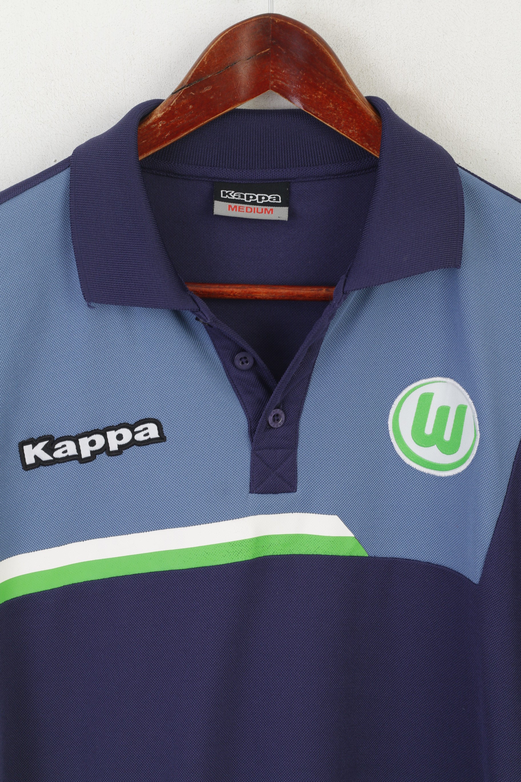 Kappa Men M Polo Shirt Navy Shiny Vintage Tennis Sportswear Logo Jersey Top - Image 2