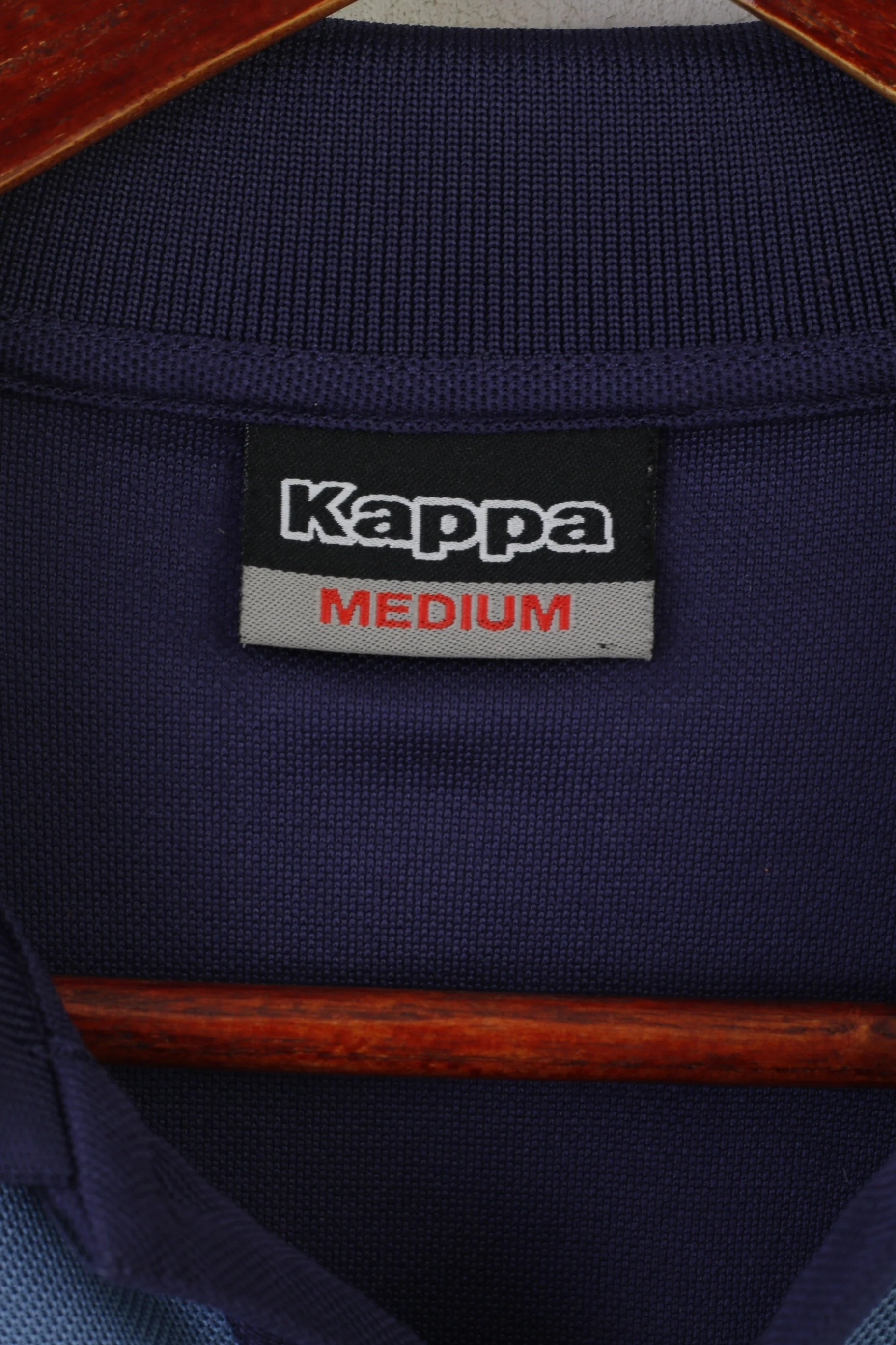Kappa Men M Polo Shirt Navy Shiny Vintage Tennis Sportswear Logo Jersey Top - Image 4