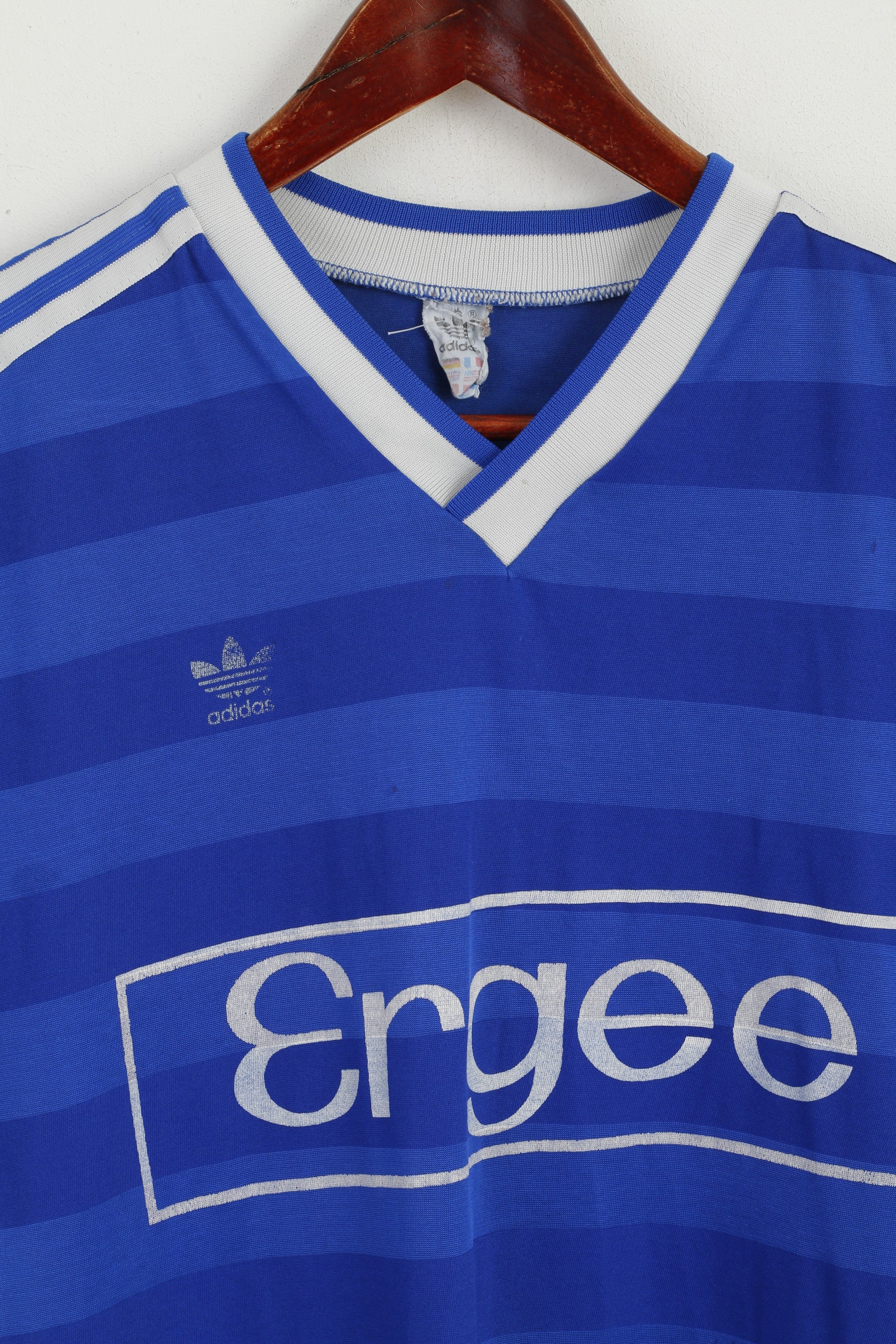 Adidas Men L (M) Shirt Blue Ergee #15 Vintage Made in West Germany Jersey Top - Image 2