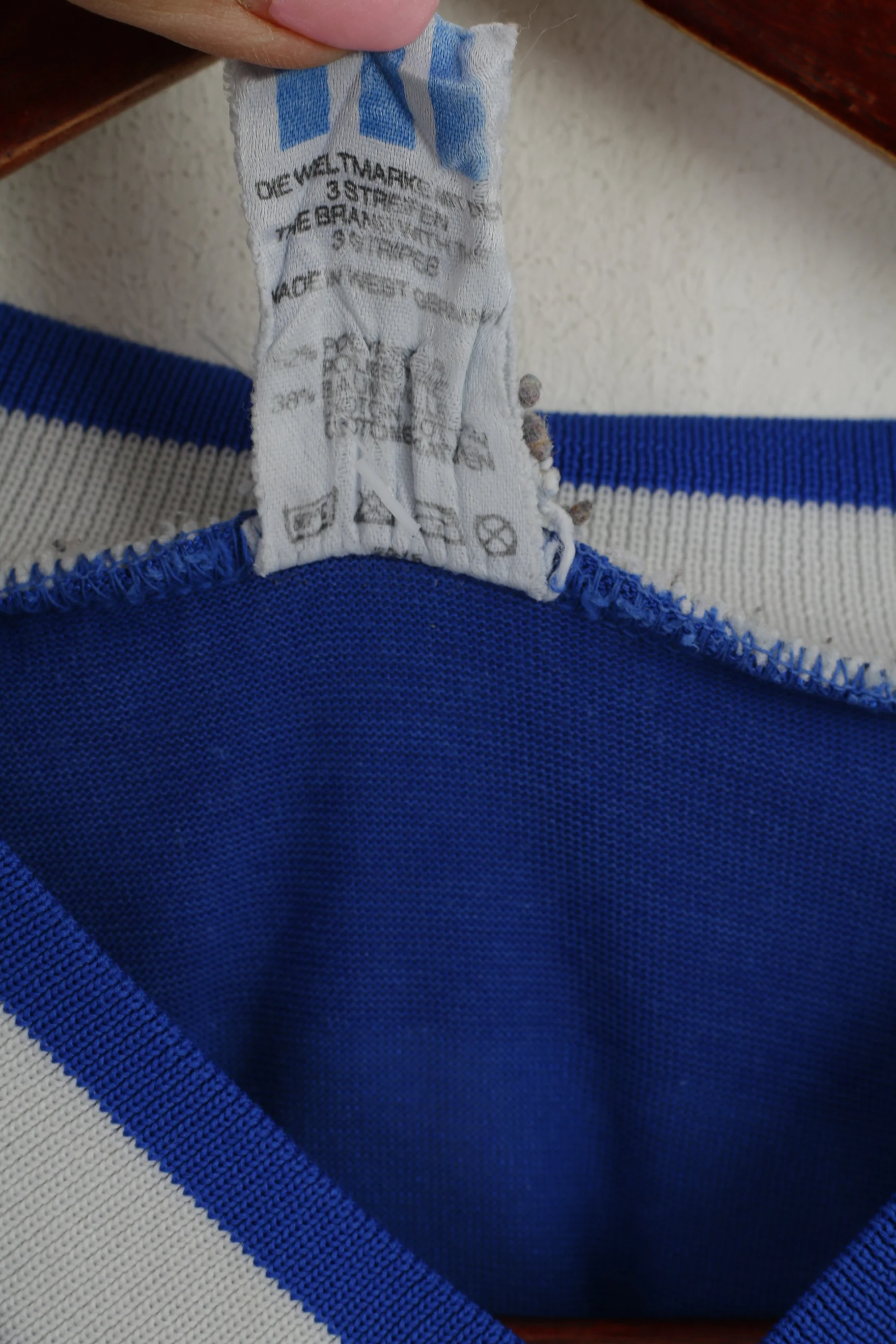 Adidas Men L (M) Shirt Blue Ergee #15 Vintage Made in West Germany Jersey Top - Image 5
