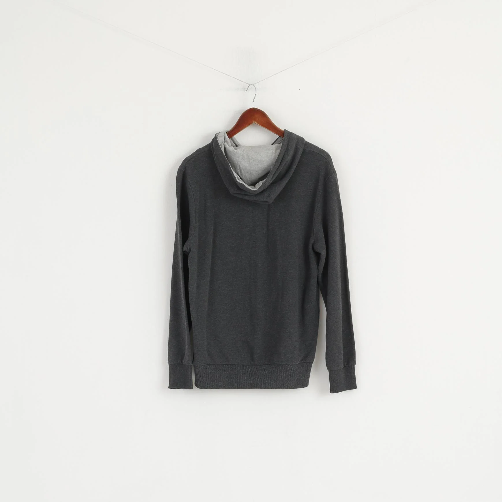 Sergio Tacchini Women M Sweatshirt Gray Cotton Hooded Pink Logo Sport Top - Image 6