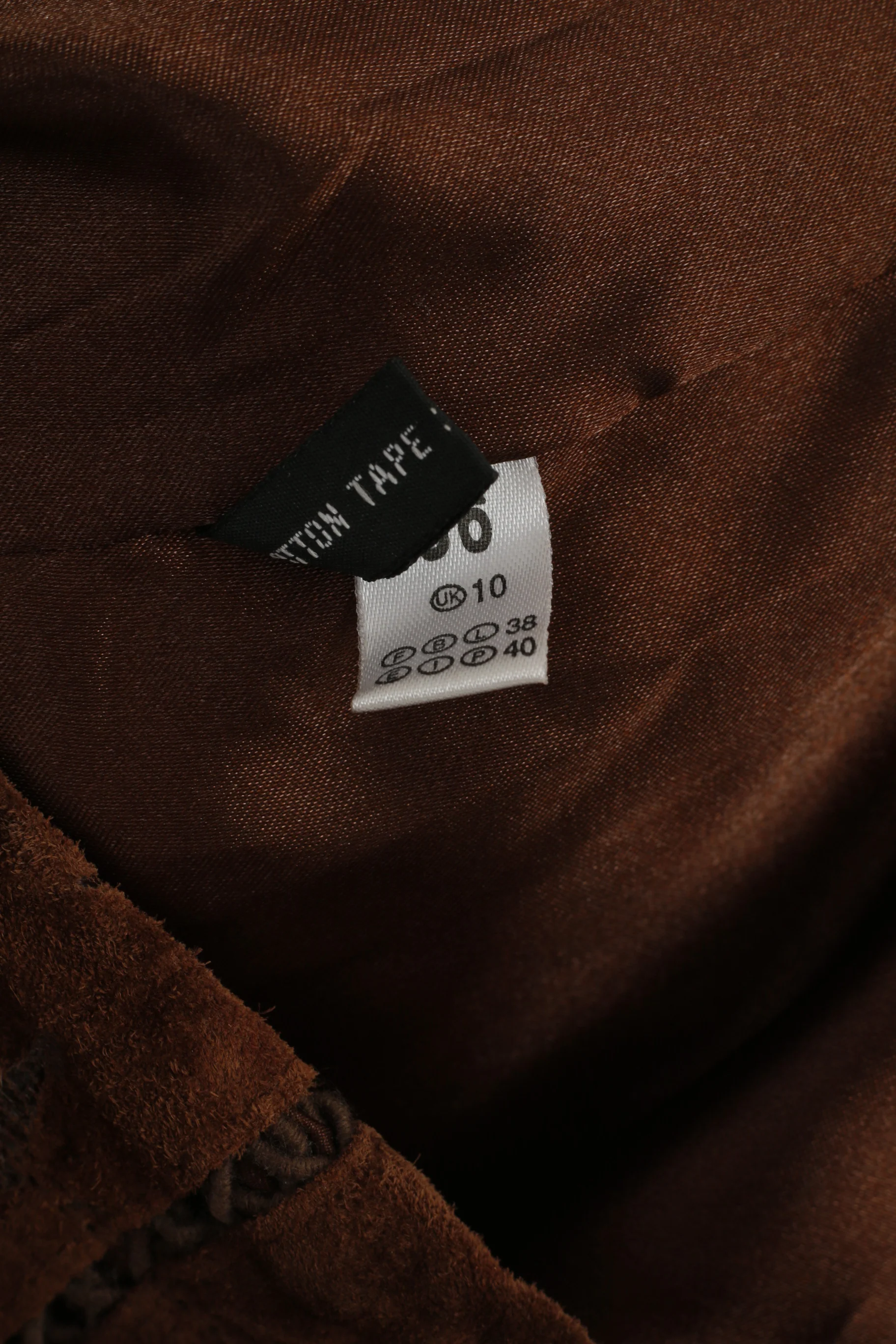 New Fast C&A Women 36 10 Vest Brown Leather Pig Suede Full Zipper Detailed Top - Image 5