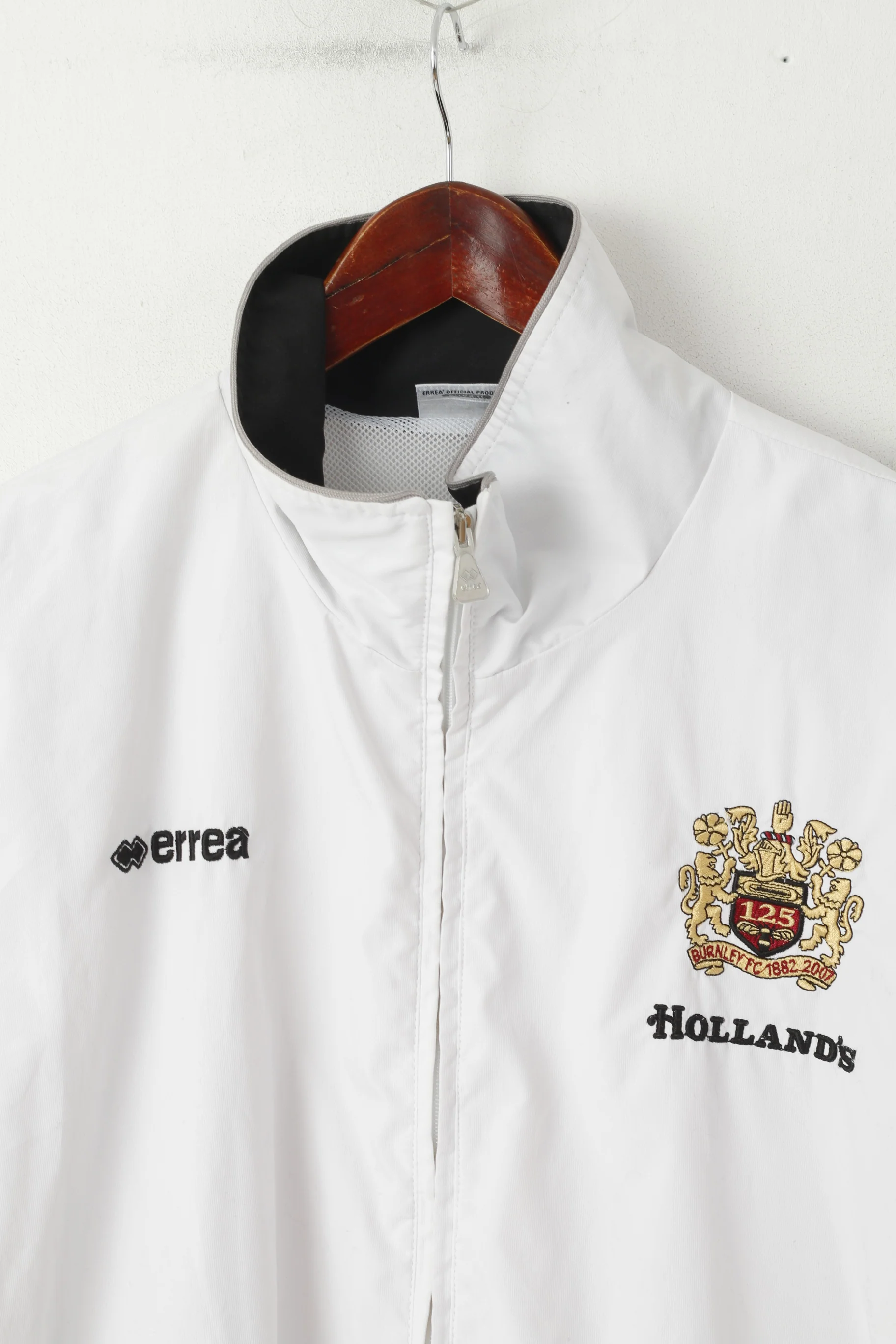 Errea Men XXL Jacket White Holland Burnley FC Sport Full Zipper Sportswear TrackTop - Image 2