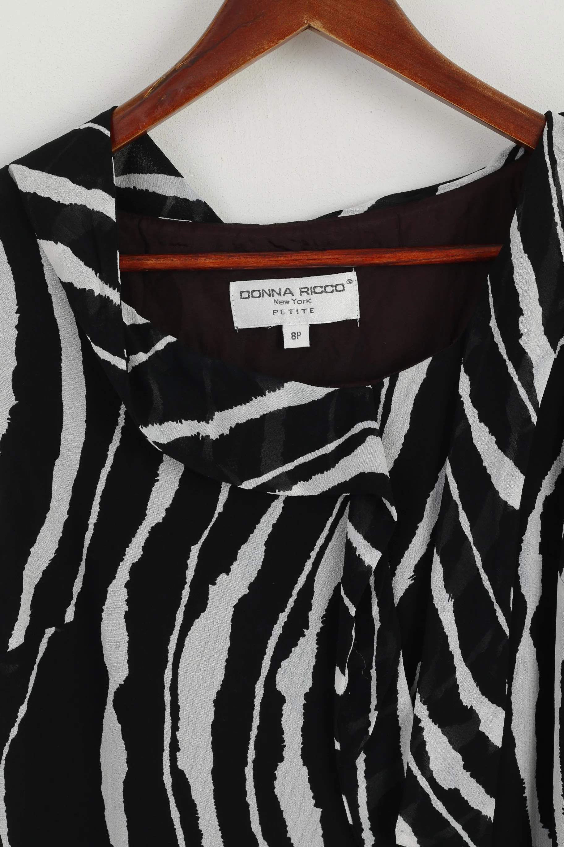 Donna Ricco New York Women 8P S Dress Black & White Petite Mini Cocktail - Image 2