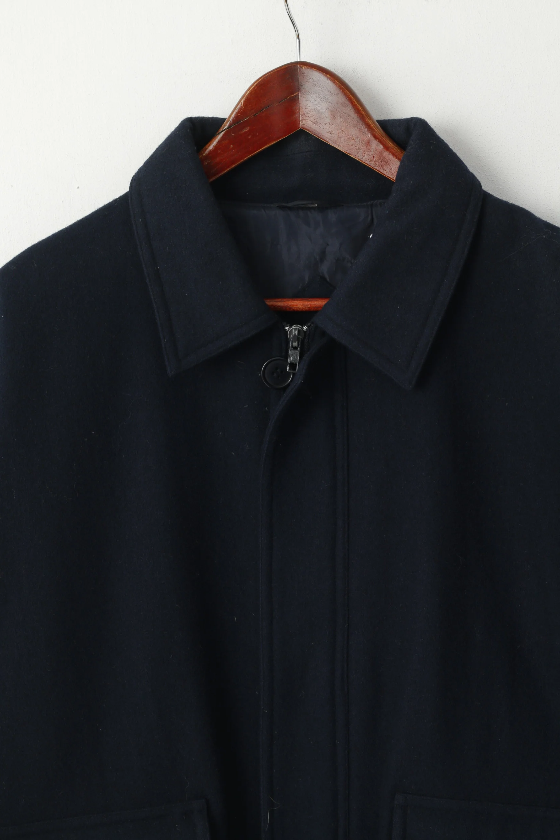 Union River Men M 44/46 Jacket Navy Wool Classic Outdoor Casuals Zip Up Top - Image 2