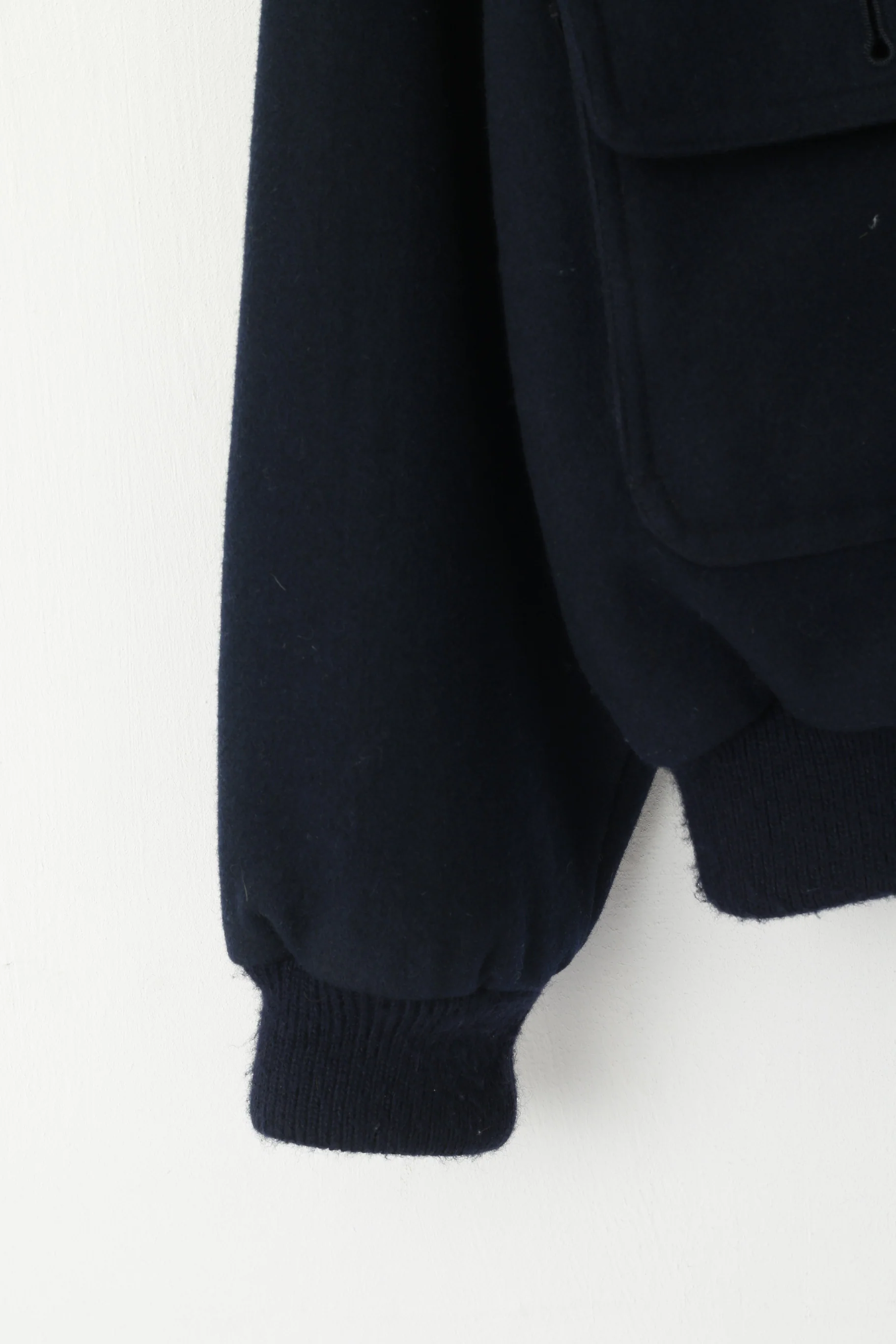 Union River Men M 44/46 Jacket Navy Wool Classic Outdoor Casuals Zip Up Top - Image 3