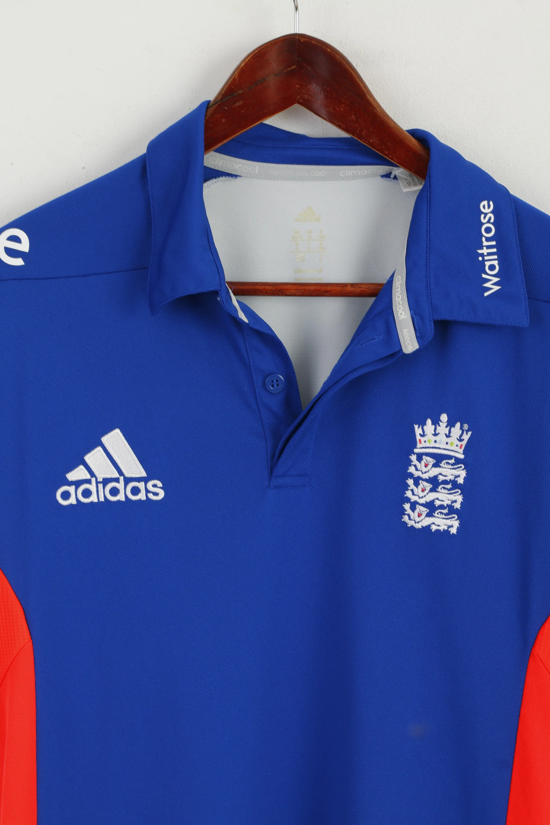 Adidas Men M Polo Shirt Blue National England team Climacool Active Top - Image 2