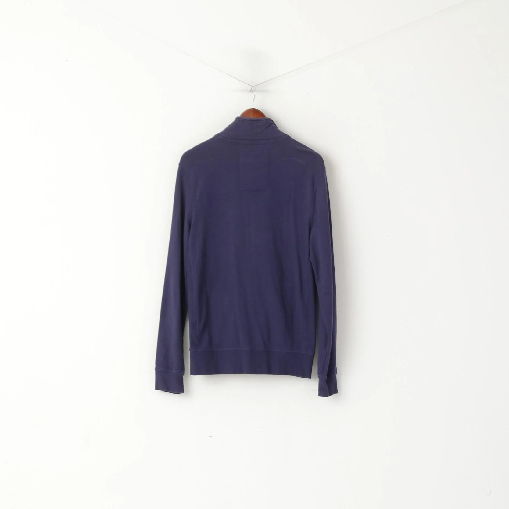 Hilfiger Denim Men M Sweatshirt Navy Cotton New York Full Zipper Sport Top - Image 6