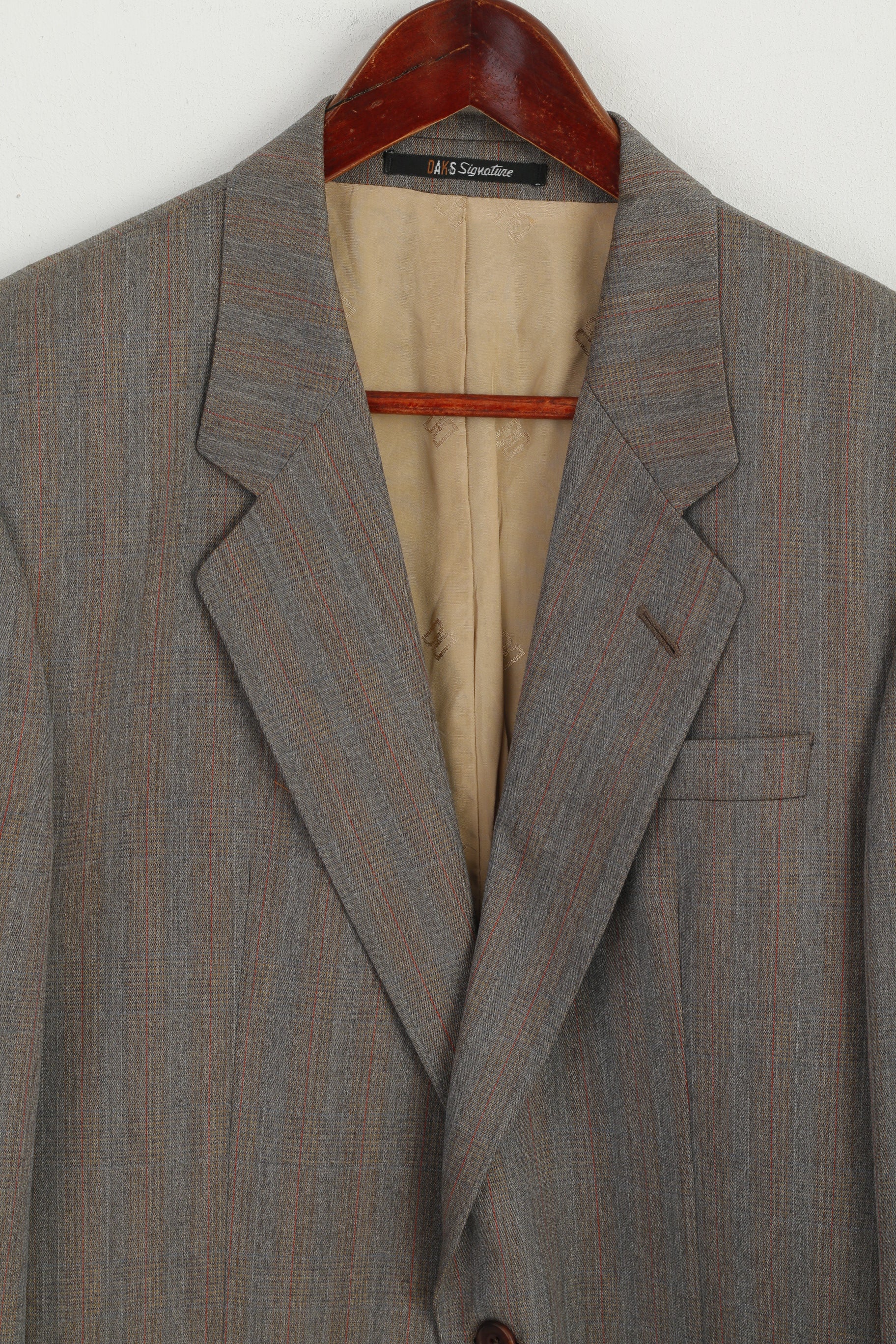 Daks Signature London Mens 40 Blazer Gray Striped 100% New Wool Vintage Jacket - Image 2