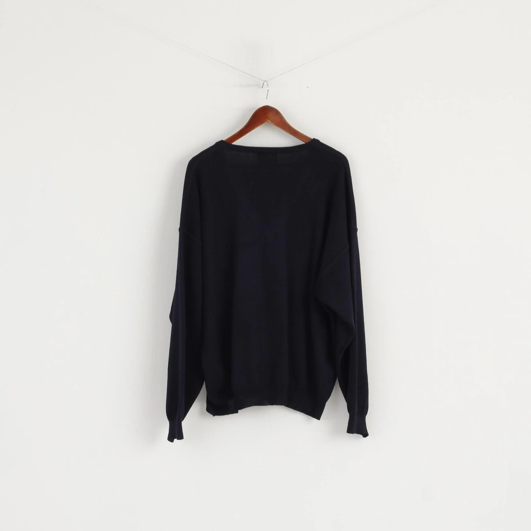 Clubmate Men 56 XXL Jumper Navy Wool Blend Retro V Neck Classic Sweater - Image 7