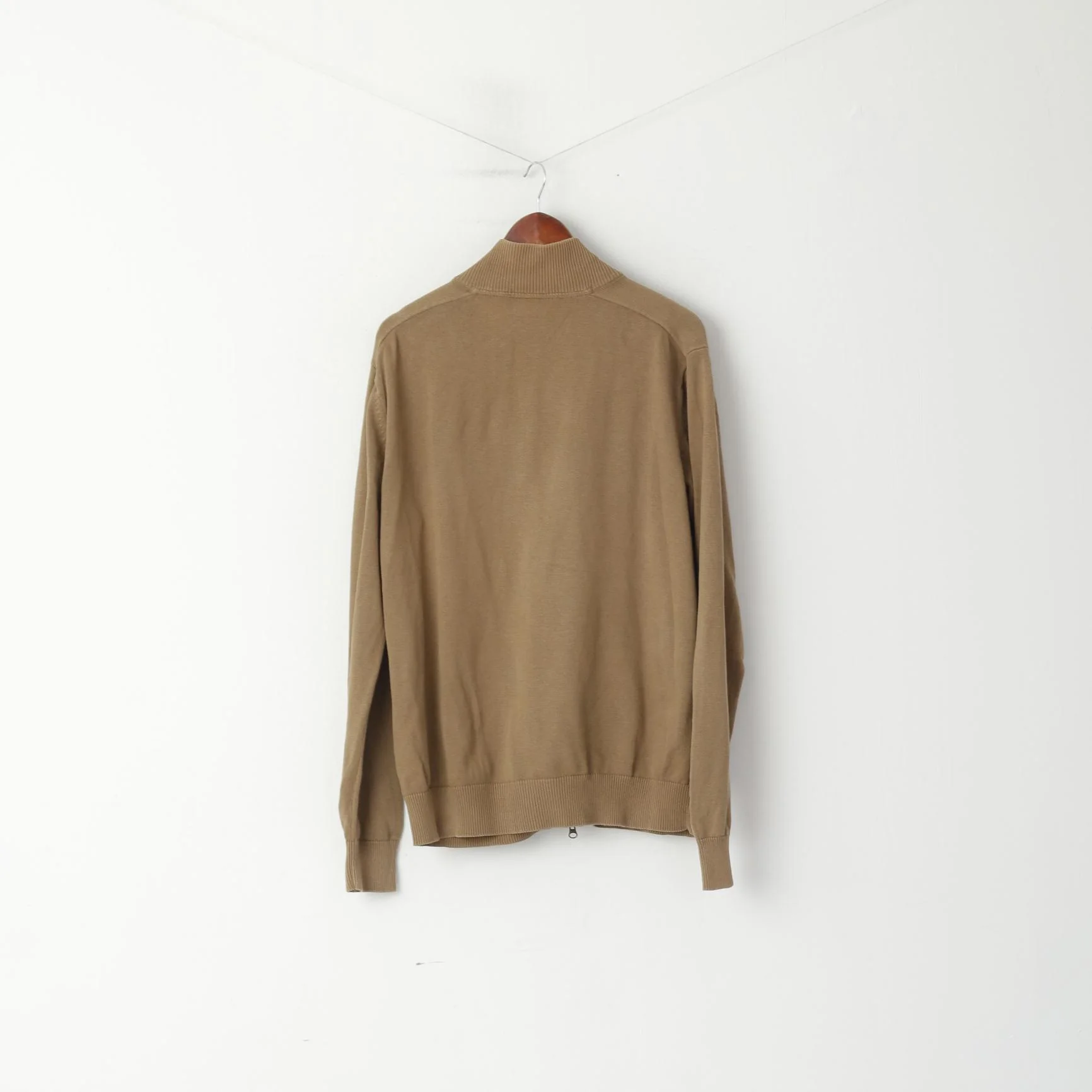 Timberland Men XL Sweater Brown Cotton Full Zipper Plain Casual Jumper - Image 6