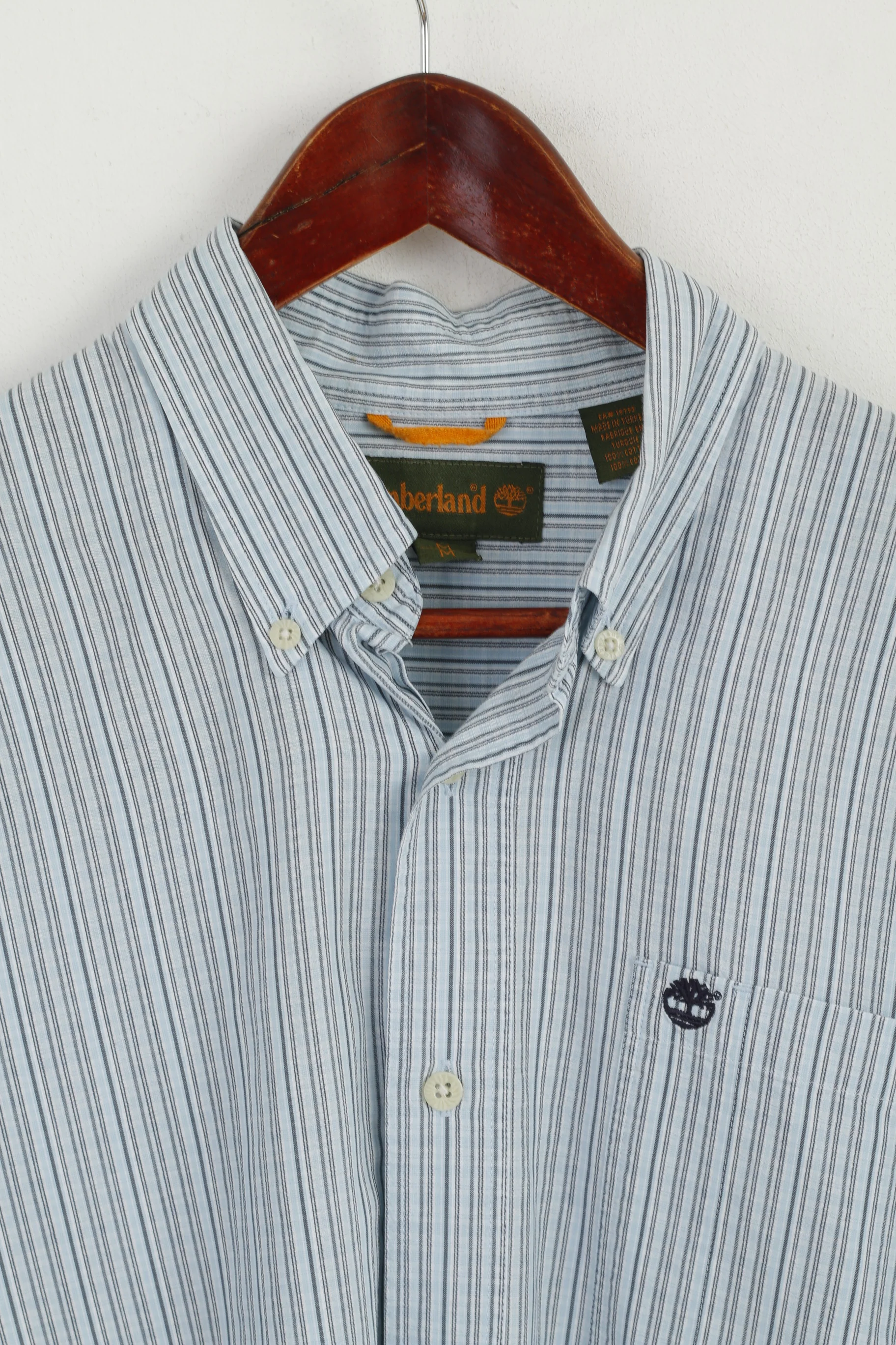 Timberland Men M (L) Casual Shirt Blue Striped Button Down Collar Long Sleeve Top - Image 2