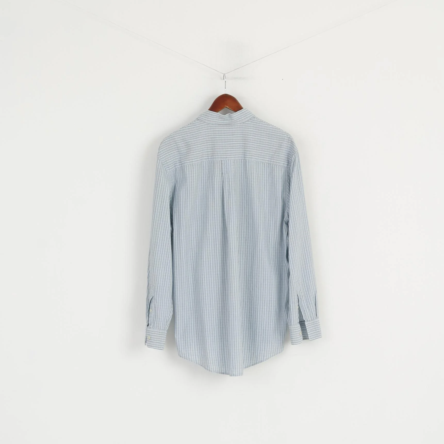 Timberland Men M (L) Casual Shirt Blue Striped Button Down Collar Long Sleeve Top - Image 6