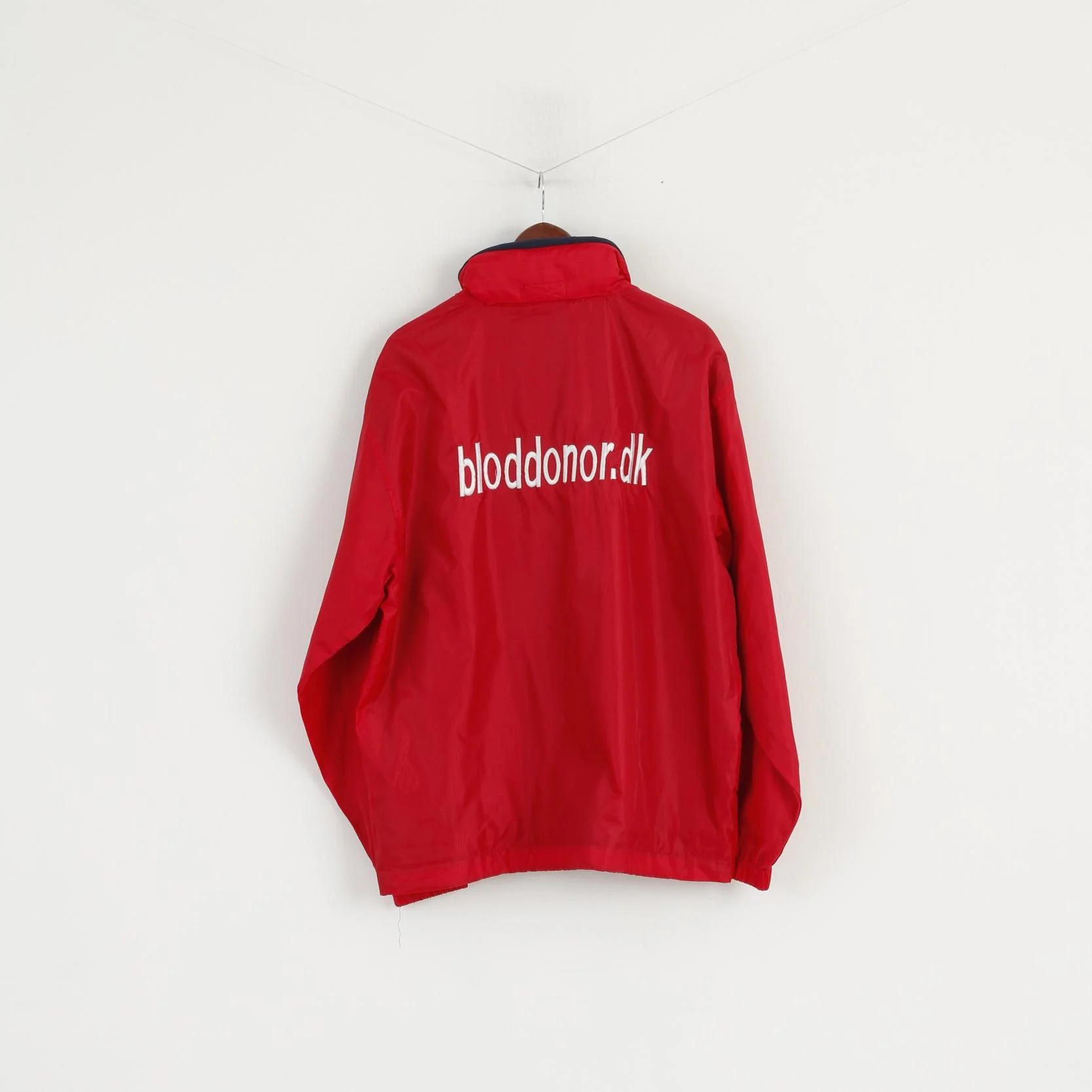 Bloddonor Men L Jacket Red Nylon Waterproof Outdoor Hidden Hood Full Zipper Top - Image 6
