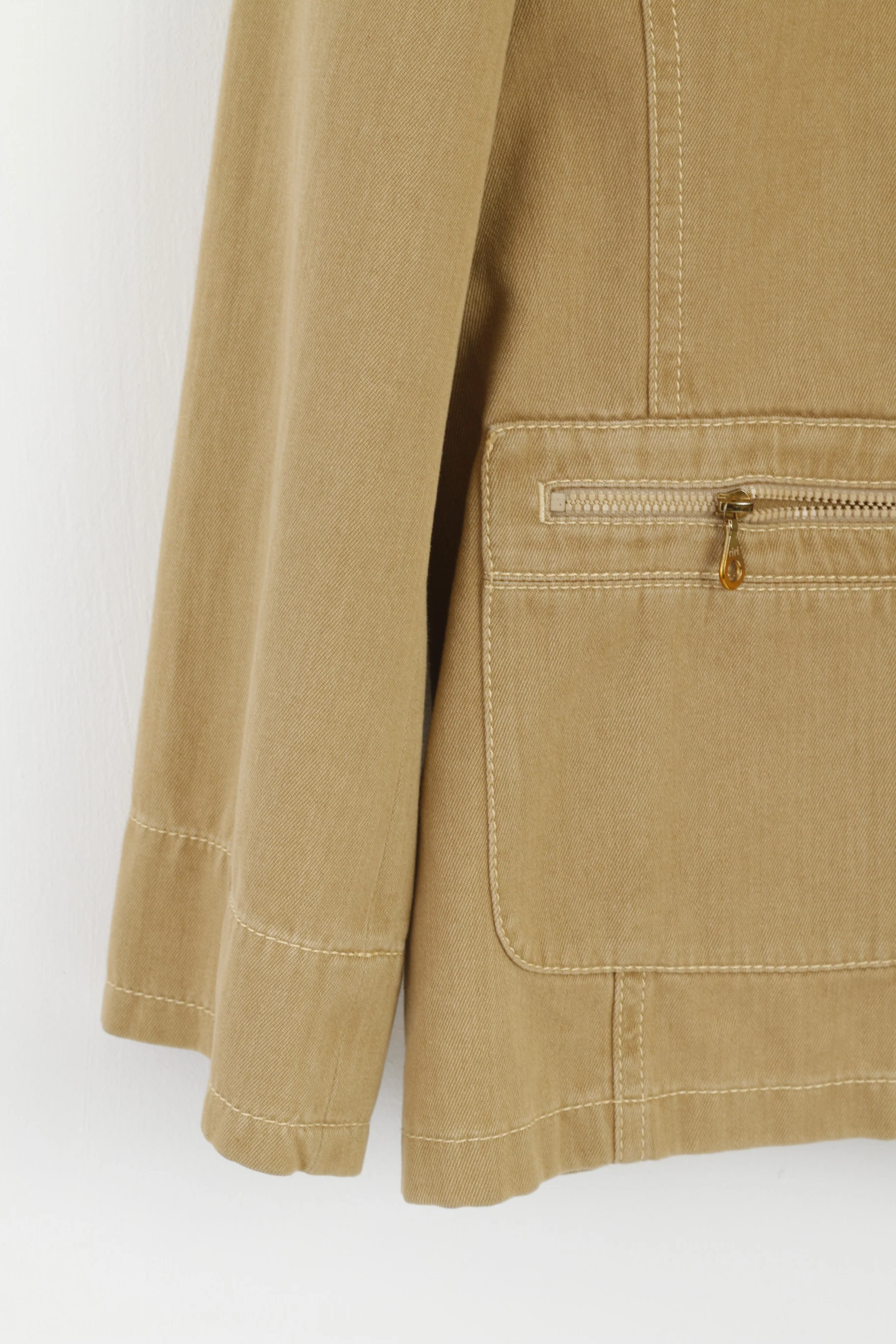 CATHERINA HEPFER Womens 18 44 Jacket Beige Zip Up Classic Cotton Blazer - Image 3