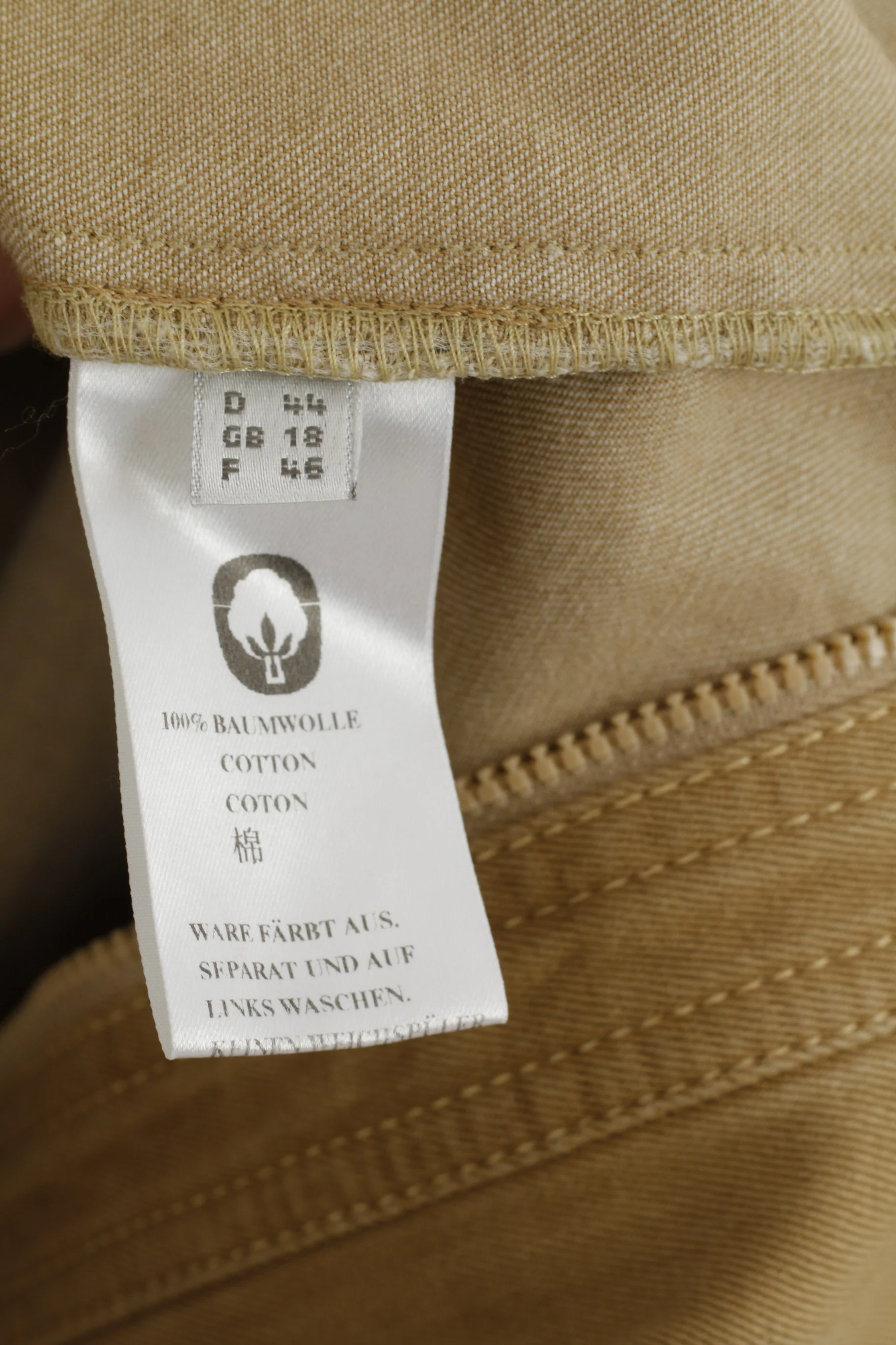 CATHERINA HEPFER Womens 18 44 Jacket Beige Zip Up Classic Cotton Blazer - Image 6